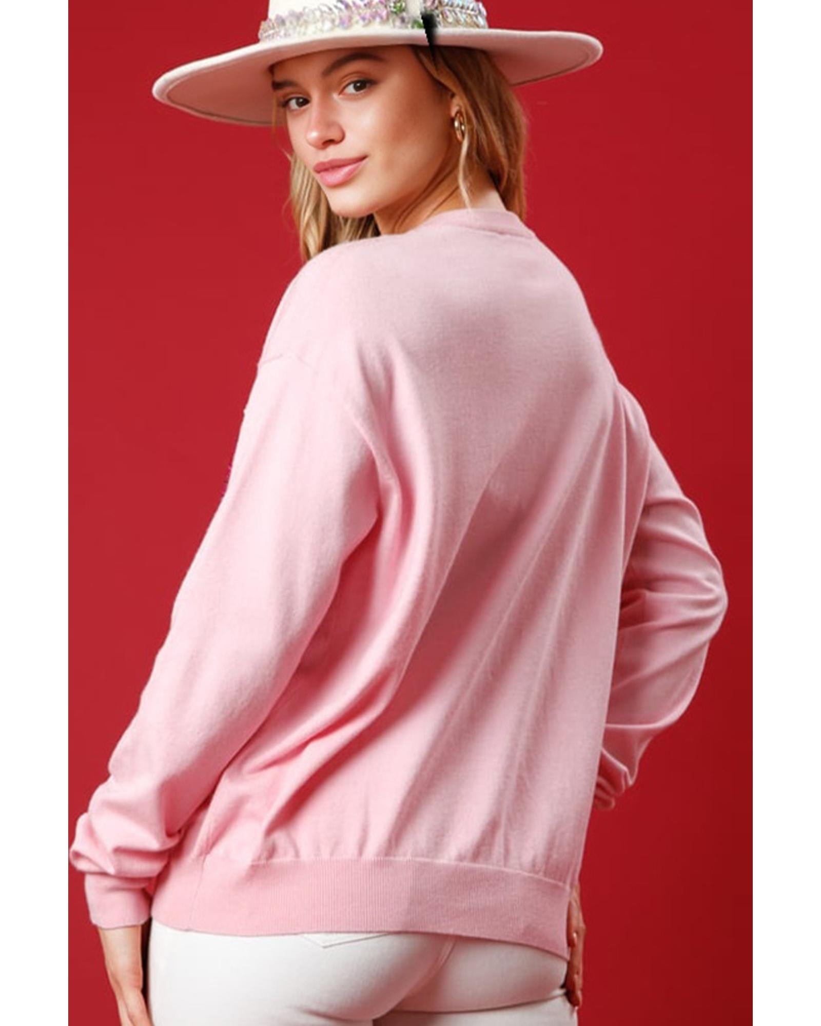 Pink Nutcracker Christmas Crew Neck Sweatshirt - M 4