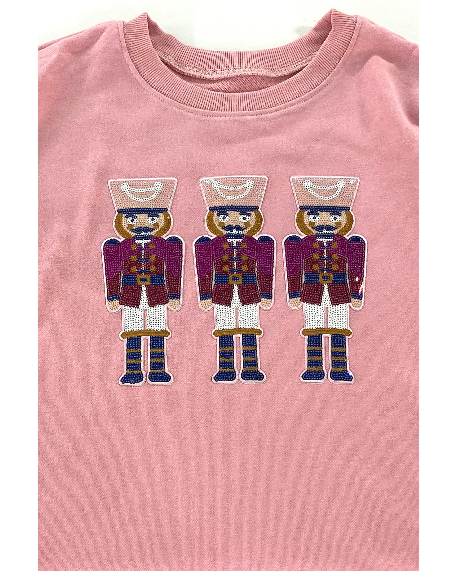 Pink Christmas Nutcracker Graphic Pullover Sweatshirt - M 8