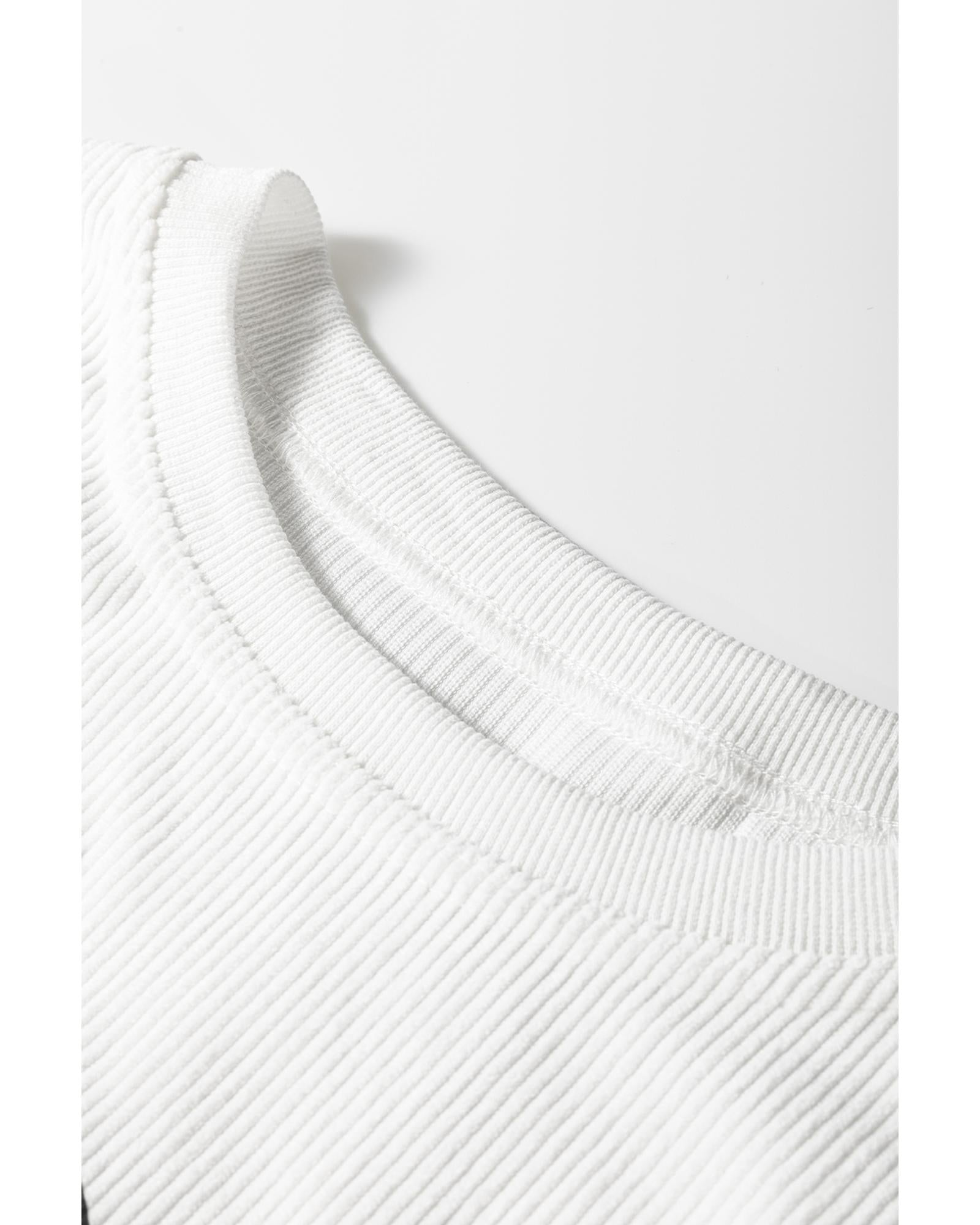 White JOY to the world Ribbed Crewneck Pullover Sweatshirt - S