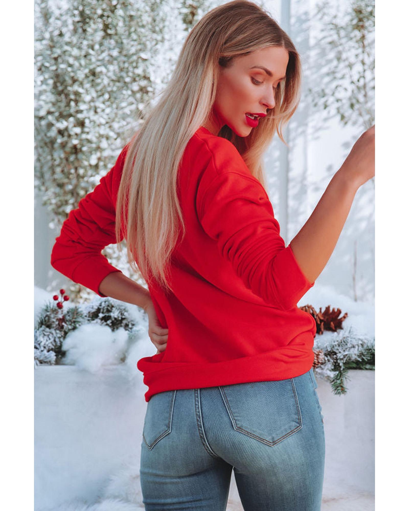 Red HOLLY JOLLY Dotty Letter Graphic Christmas Sweatshirt - 2XL 4
