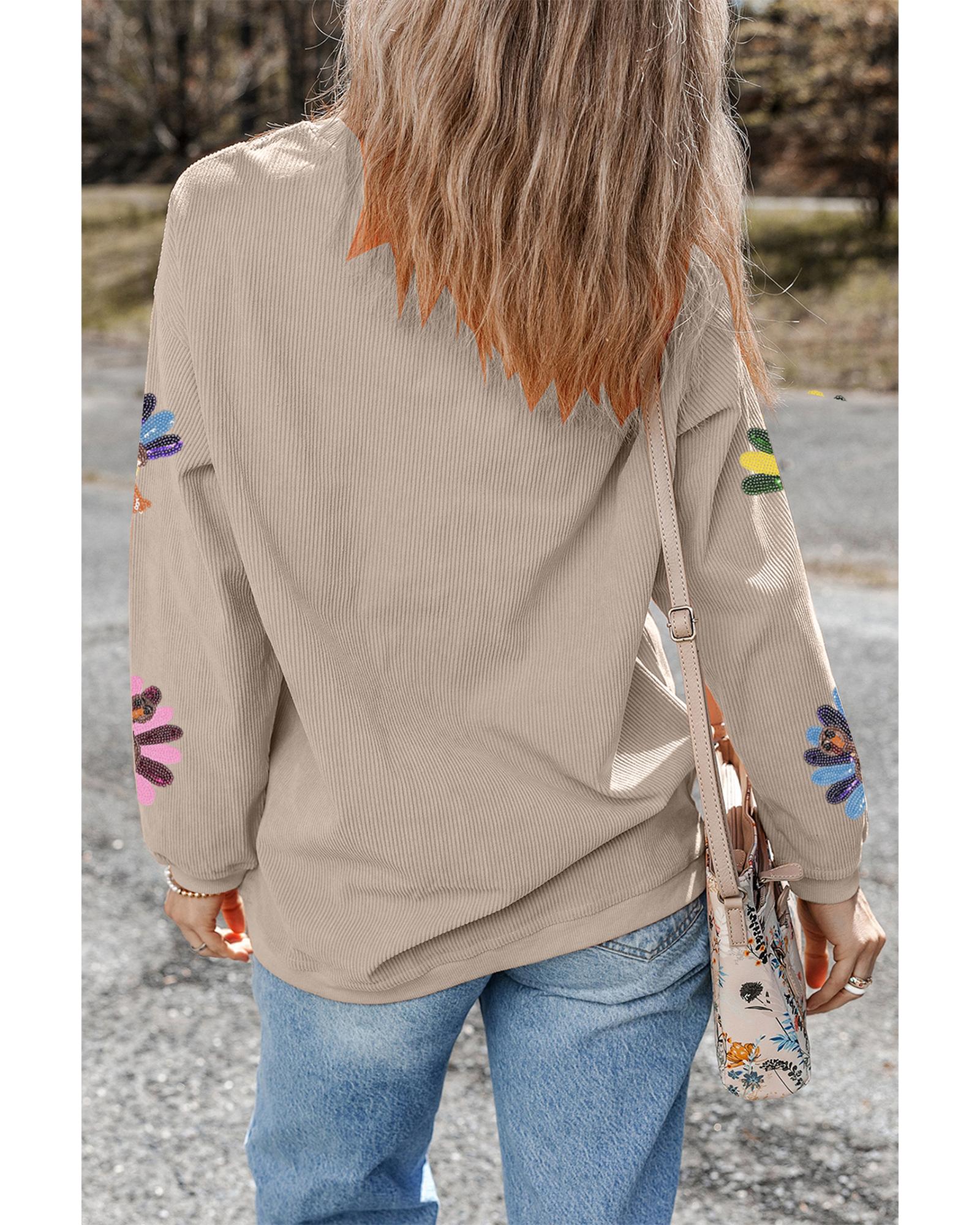 Smoke Gray Turkey Graphic Corded Baggy Sweatshirt - L 5