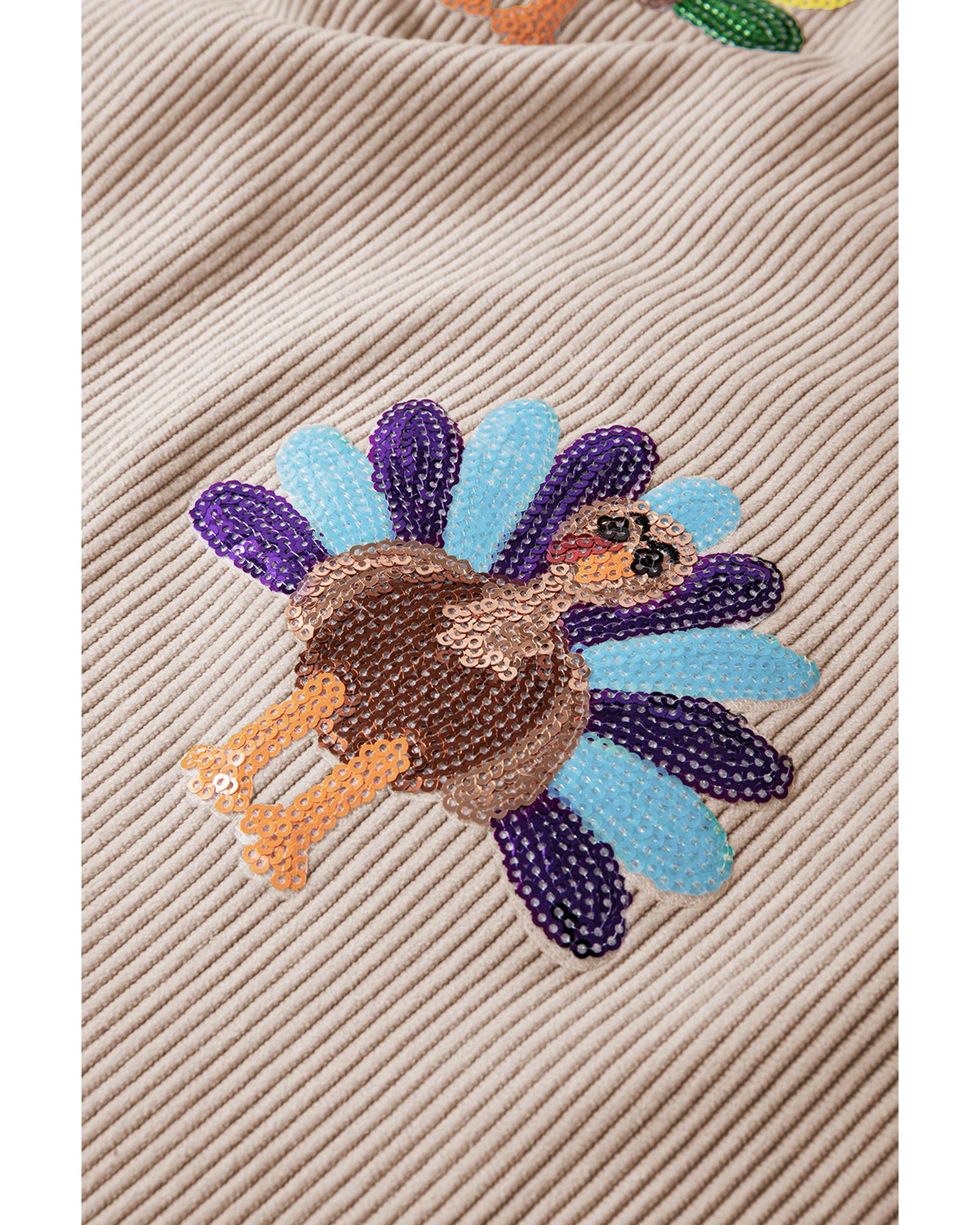 Smoke Gray Turkey Graphic Corded Baggy Sweatshirt - M 8