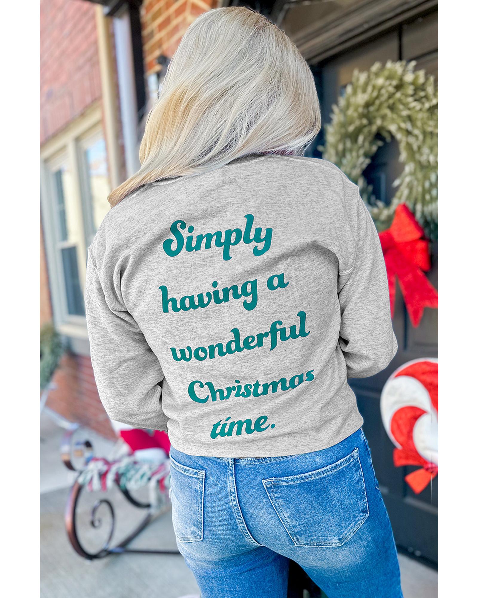 Gray 2-side Printed Christmas Tree Letter Graphic Sweatshirt - S 8