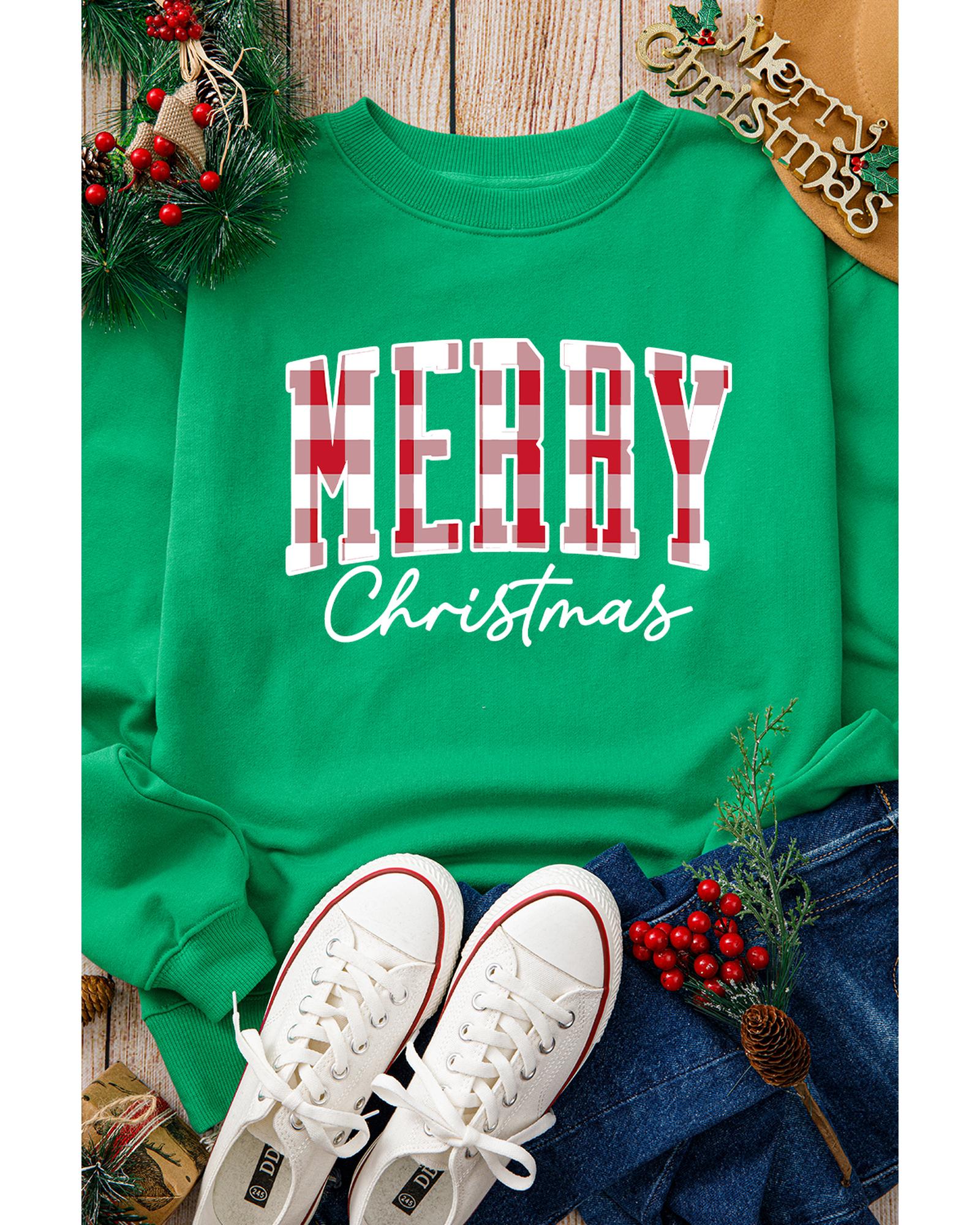 Dark Green Merry Christmas Heat Transfer Graphic Sweatshirt - 2XL 3