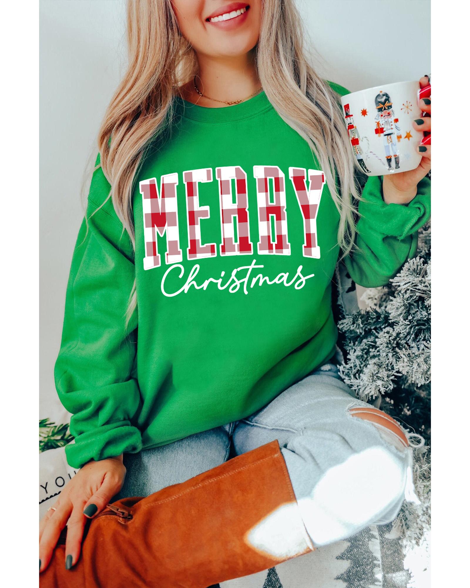 Dark Green Merry Christmas Heat Transfer Graphic Sweatshirt - 2XL 7