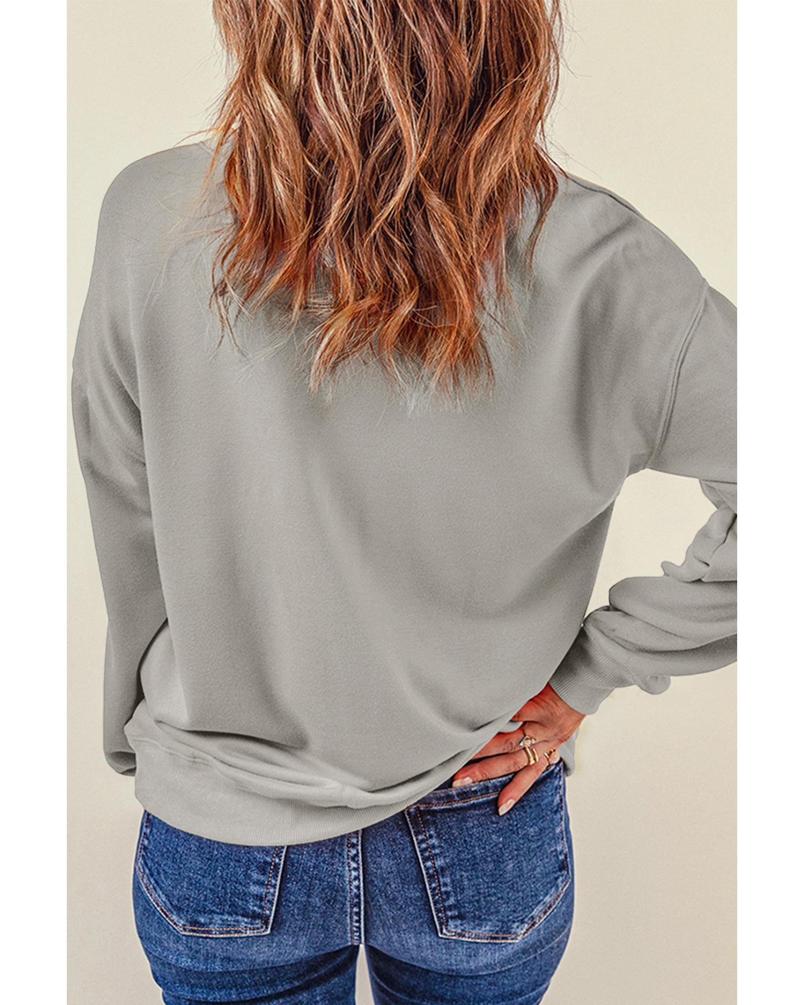 Gray Valentines Brushwork Heart Graphic Drop Shoulder Sweatshirt - S 7