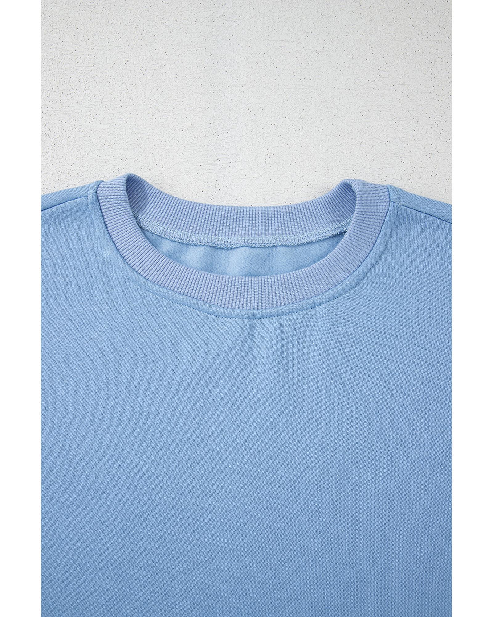 Myosotis Contrast Bow Decor Dropped Sleeve Crewneck Sweatshirt - XL 7
