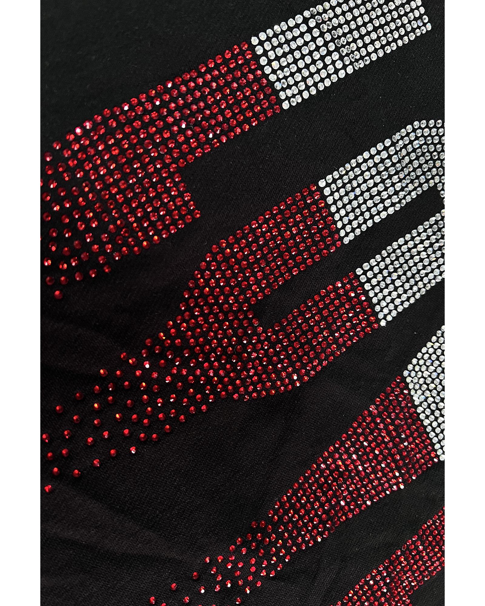 Black Rhinestone LOVE Graphic Crewneck Valentines Sweatshirt - M 5