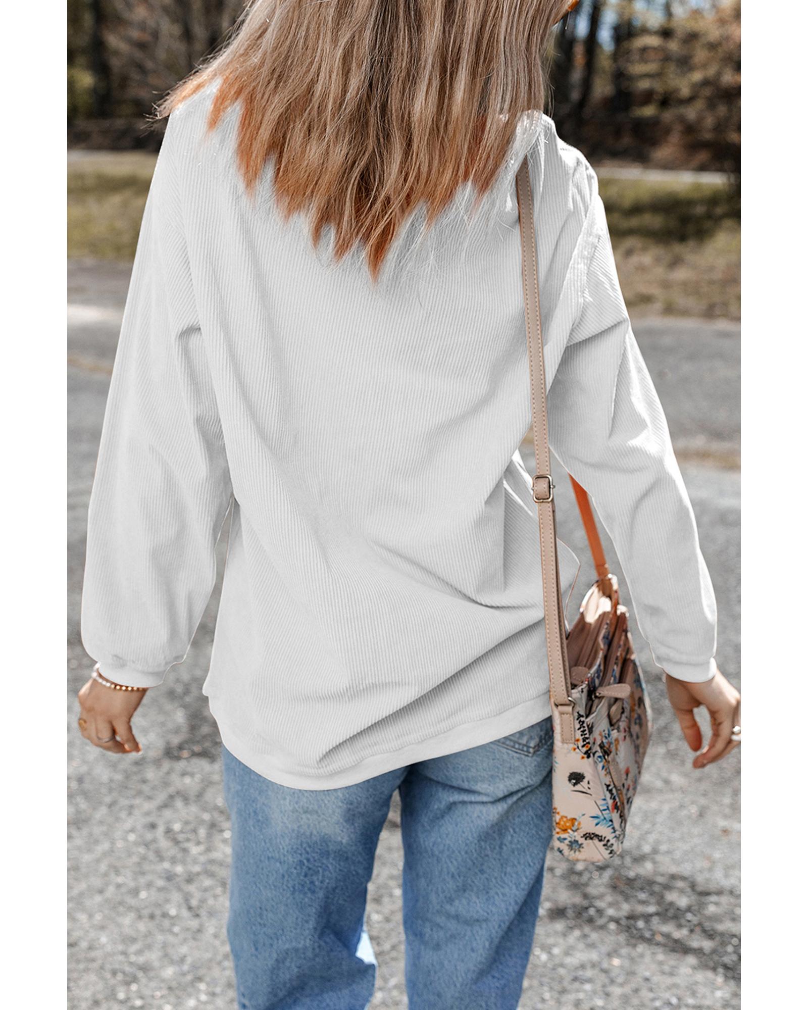 White Crawfish Season Checkered Letter Graphic Corded Sweatshirt - S 6
