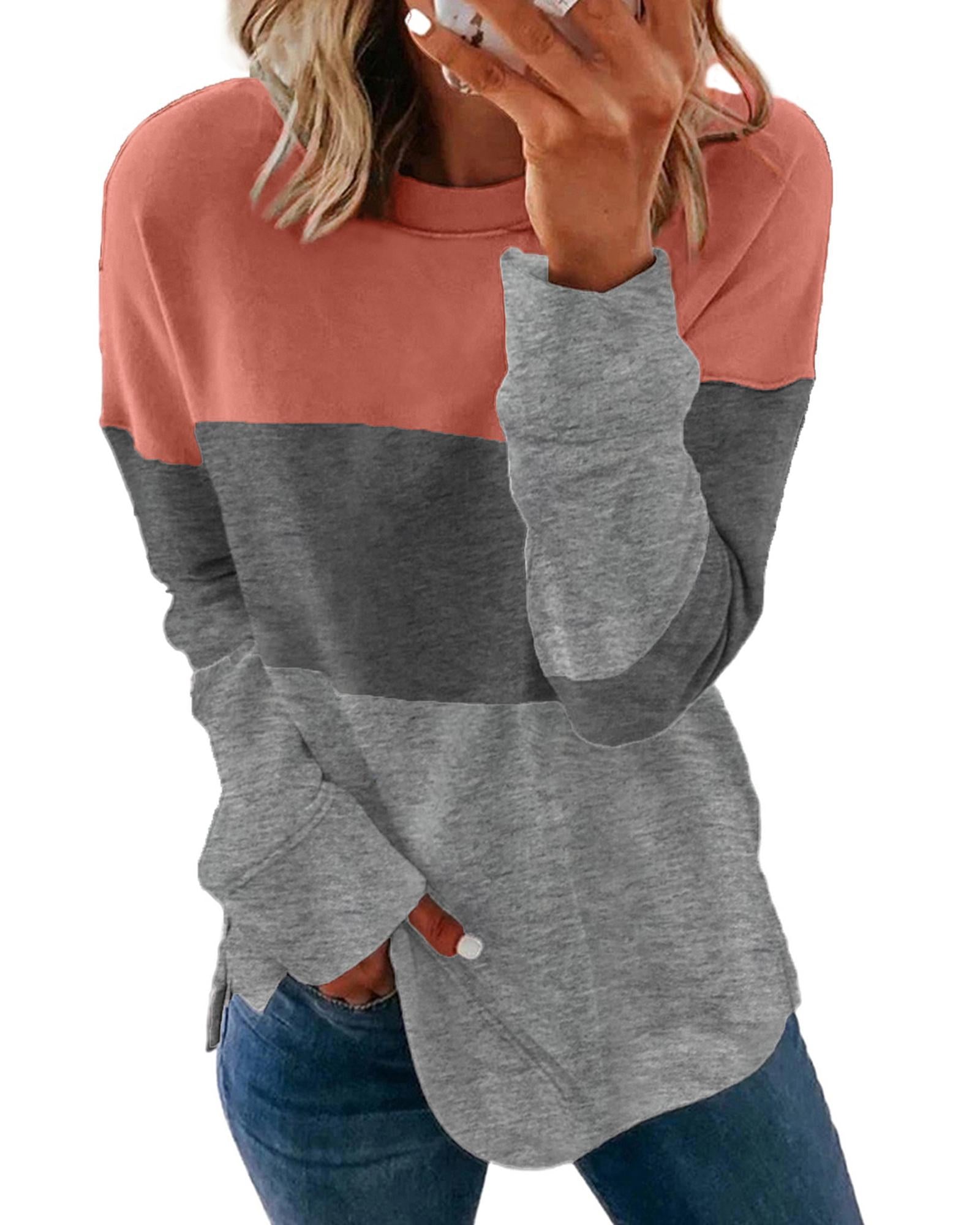 Azura Exchange Gray Contrast Stitching Sweatshirt with Slits - S