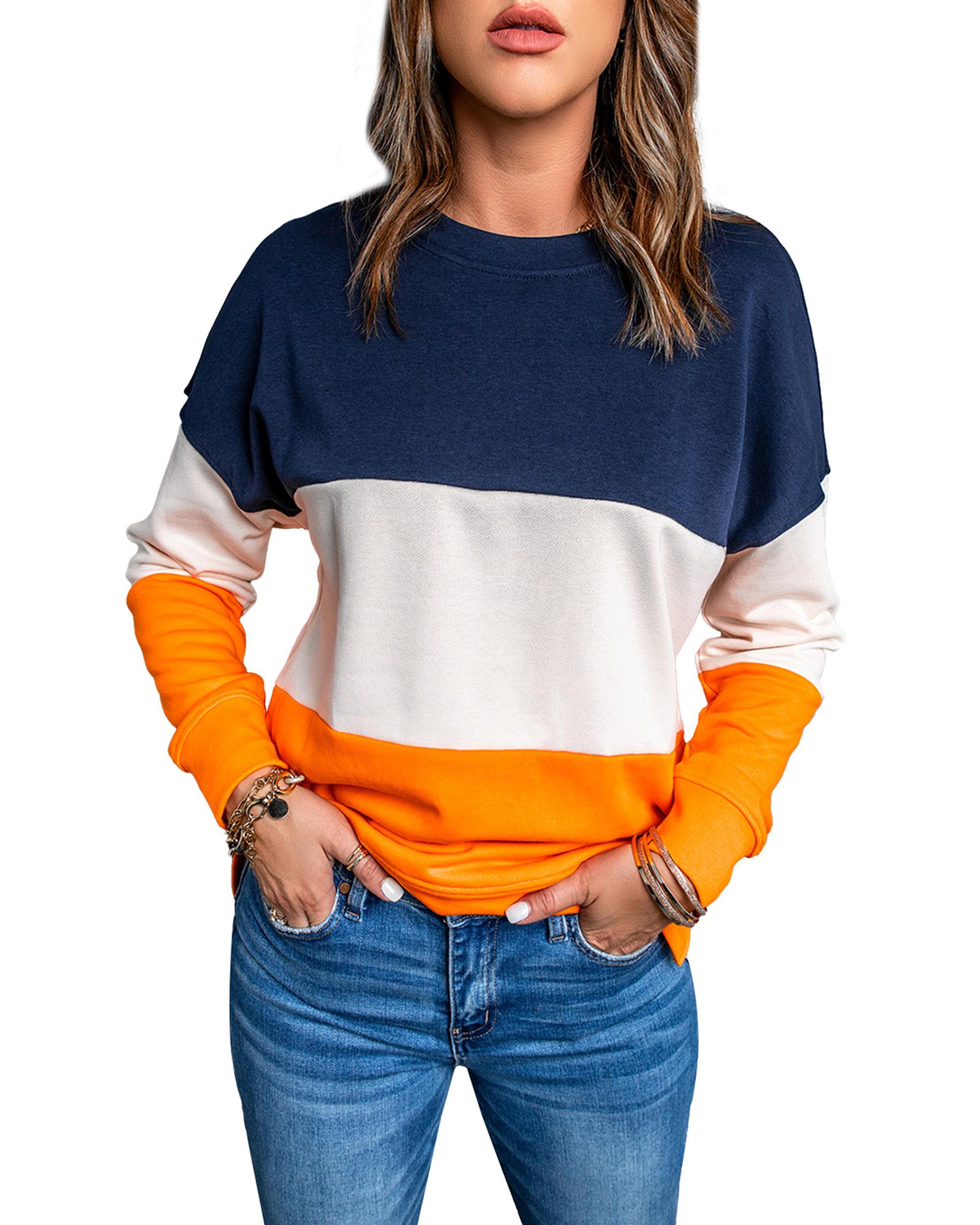 Azura Exchange Colorblock Sweatshirt with Contrast Stitching and Slits - 2XL