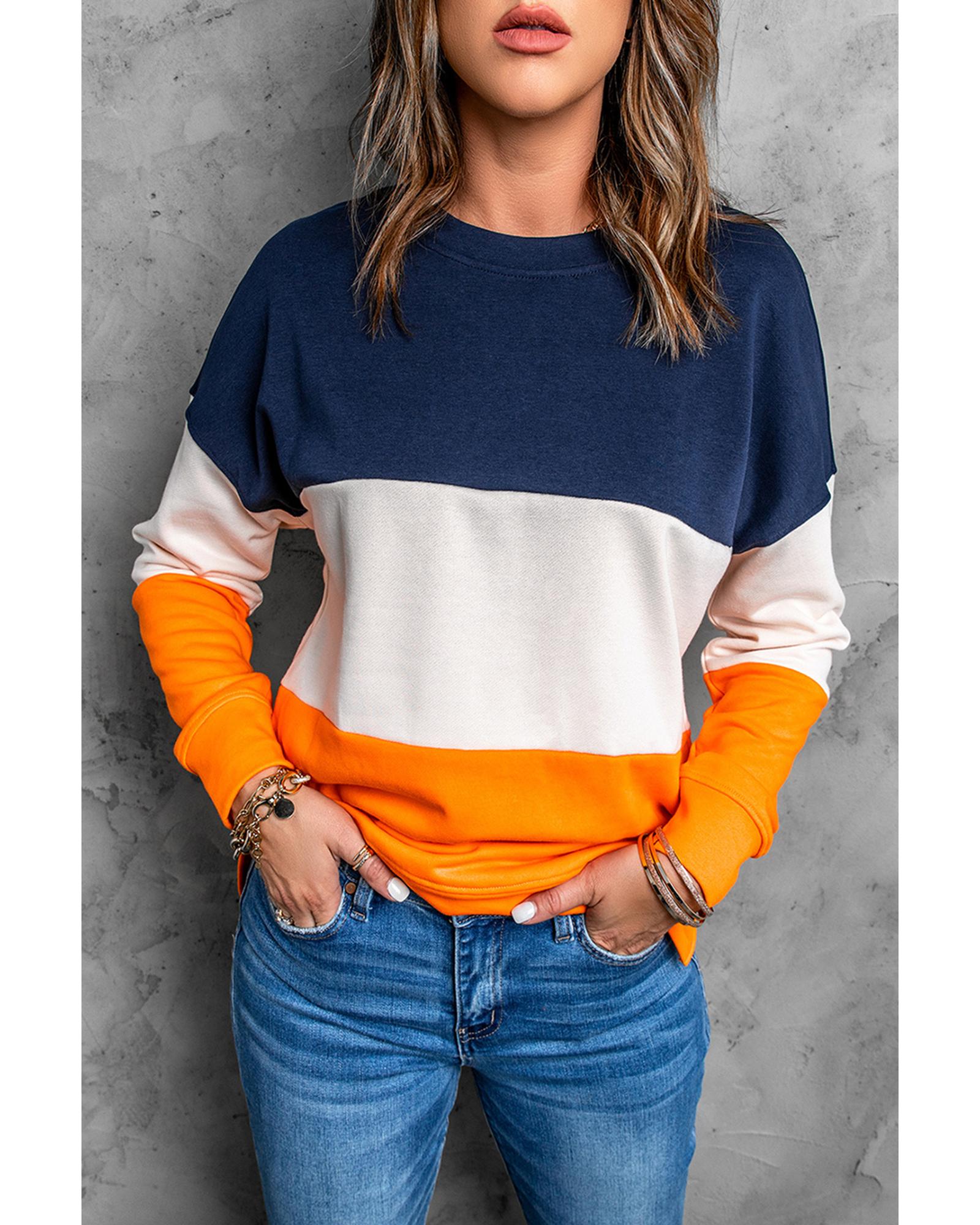Azura Exchange Colorblock Sweatshirt with Contrast Stitching and Slits - M 7