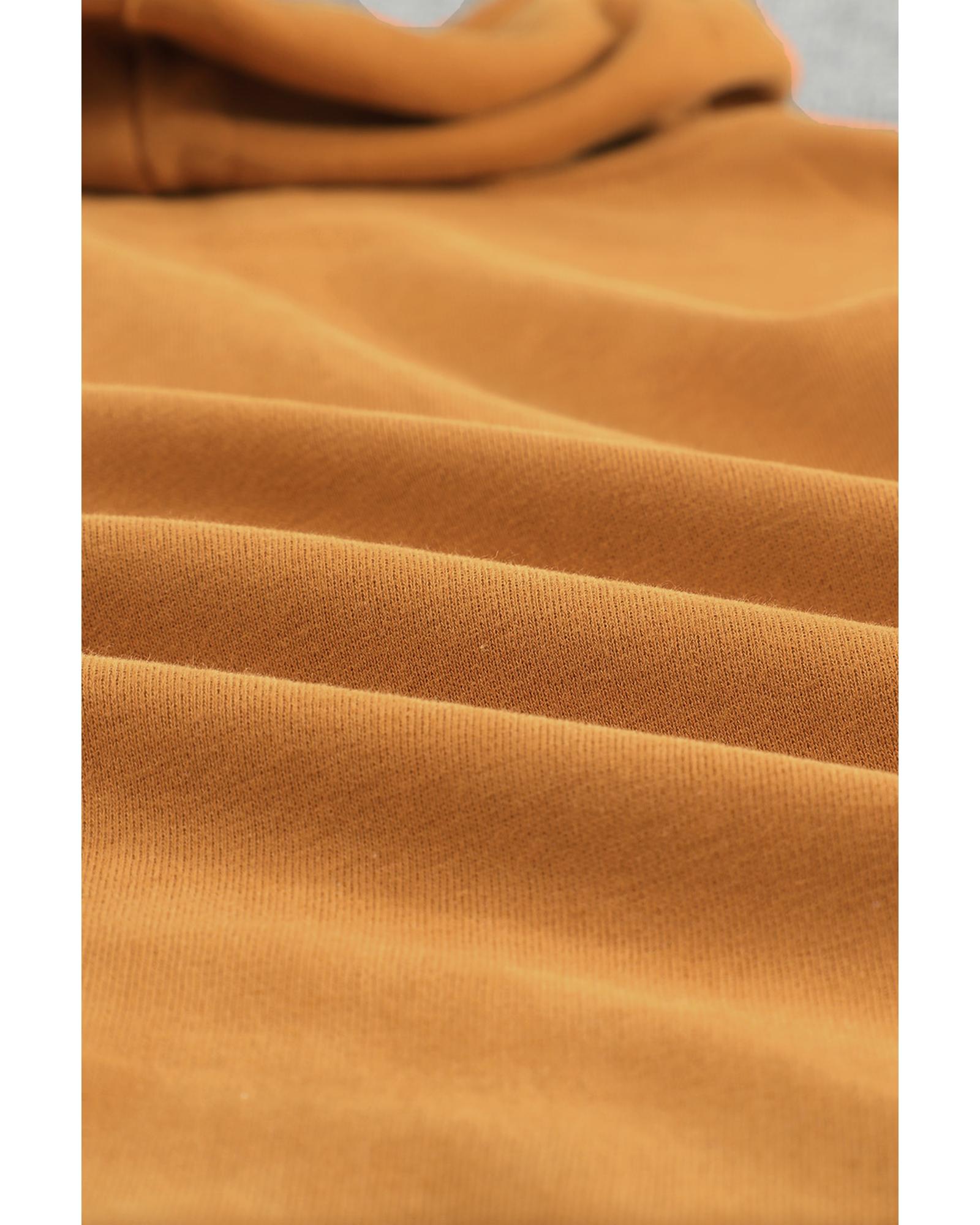 Brown Zip-Up Pocket Drawstring Hoodie Jacket - L 3