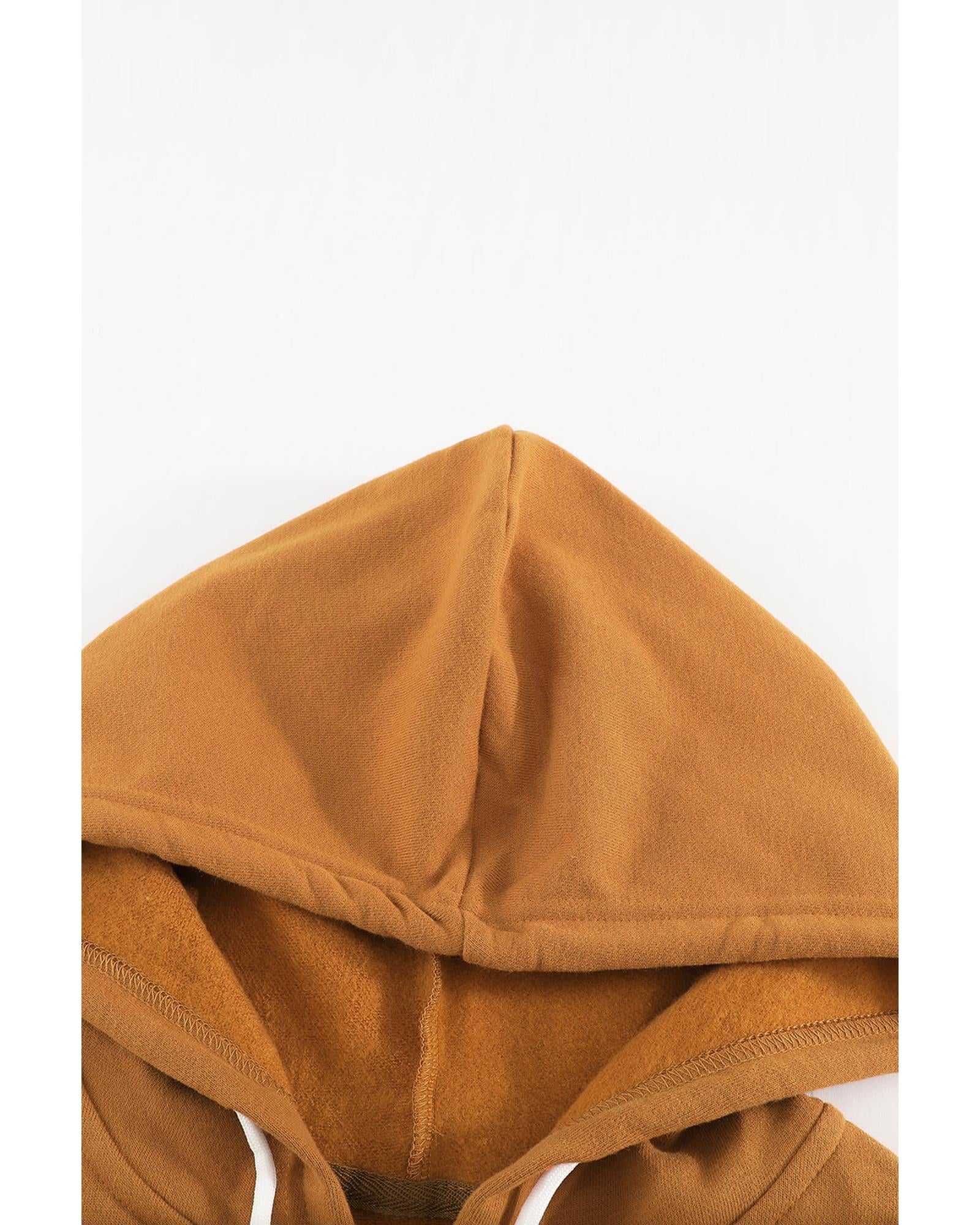Brown Zip-Up Pocket Drawstring Hoodie Jacket - L 7