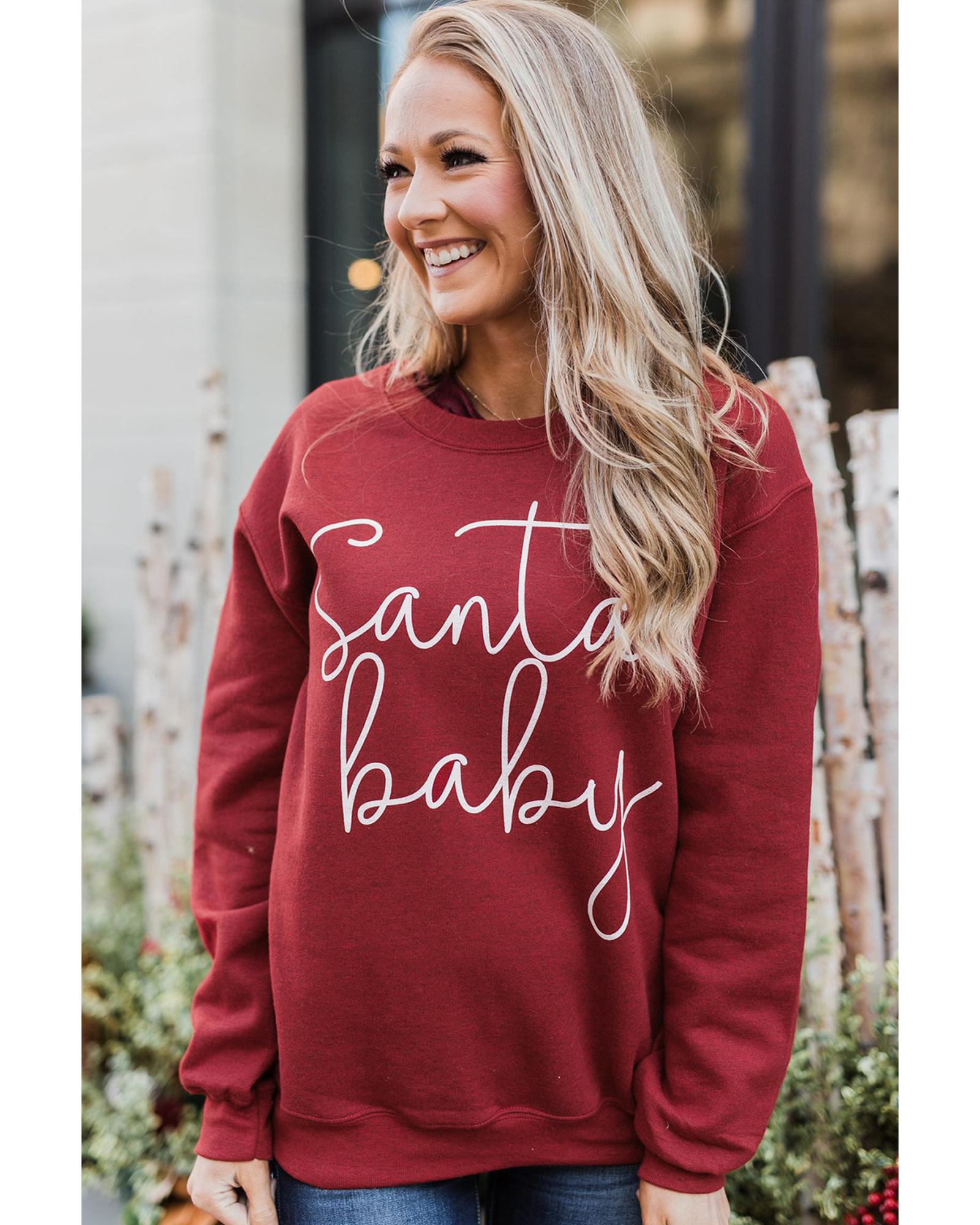 Azura Exchange Santa Baby Print Pullover Sweatshirt - M 6