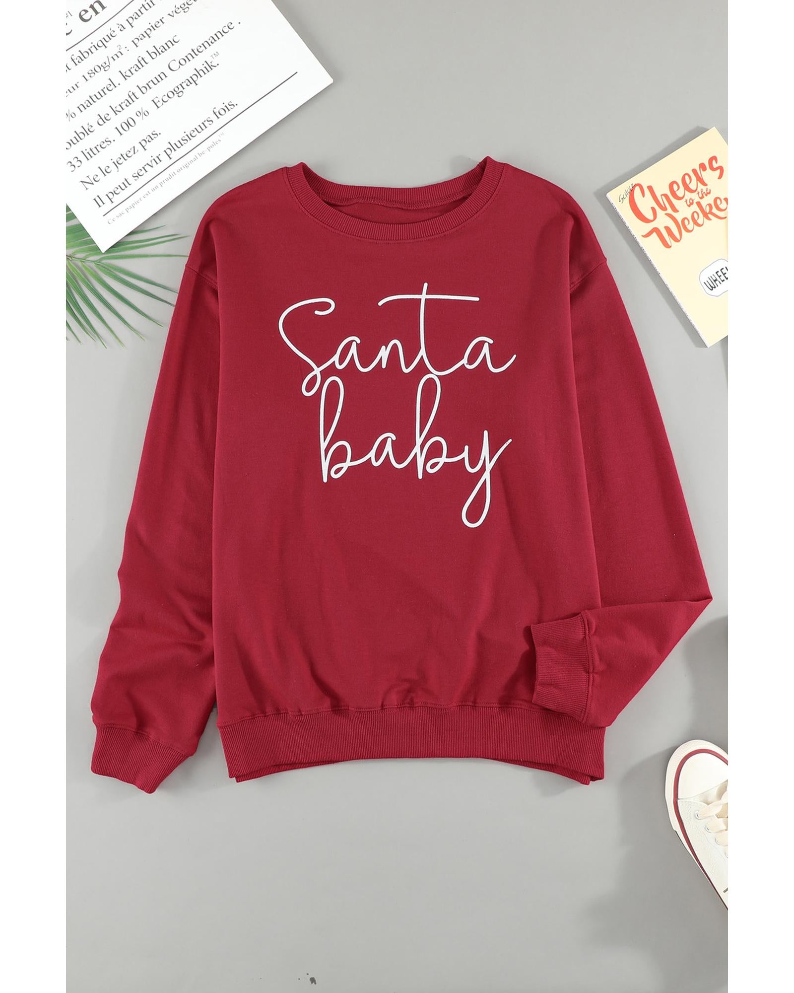 Azura Exchange Santa Baby Print Pullover Sweatshirt - S 4