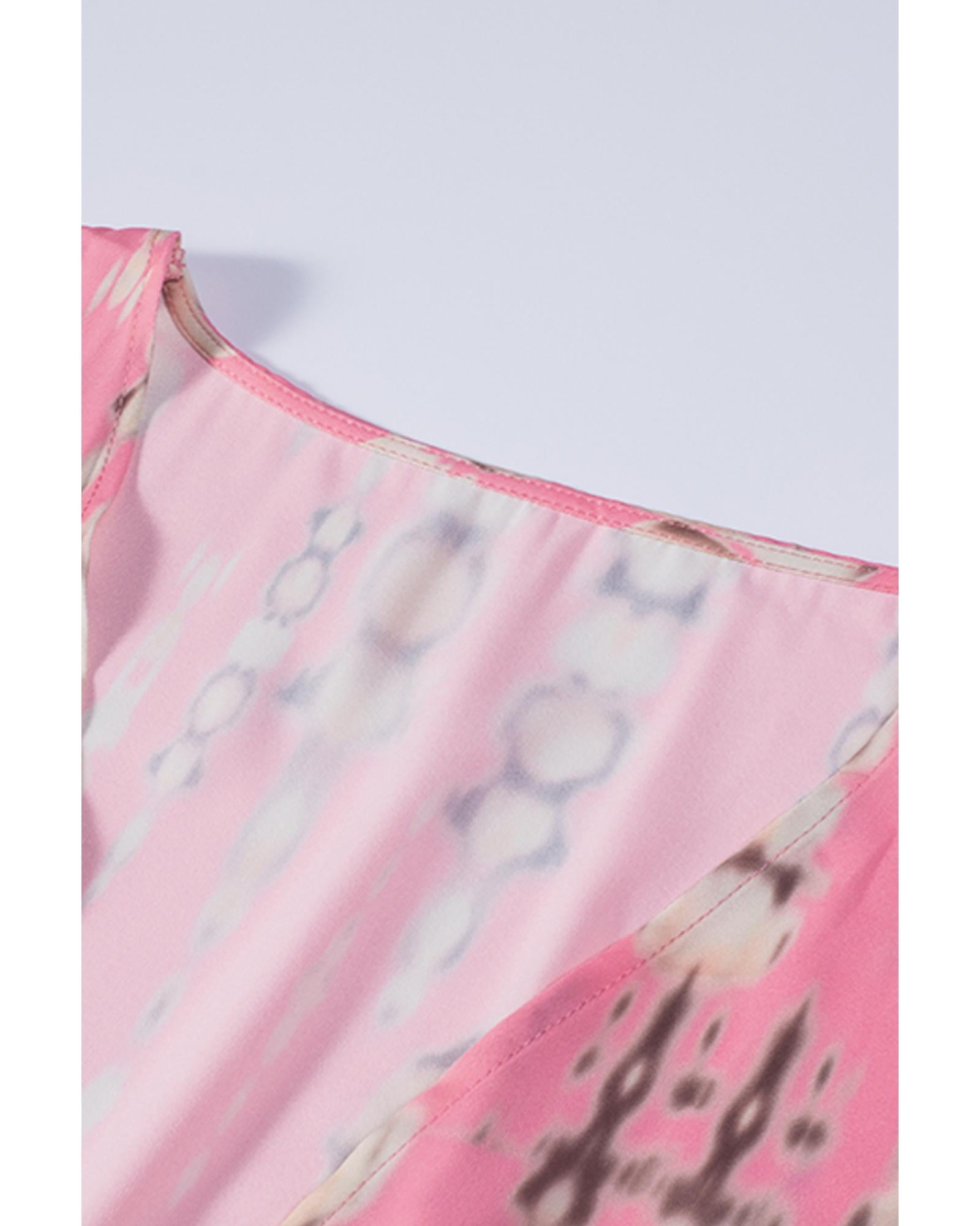 Pink Bohemian Tie Dye Oversize Long Kimono - One Size 3