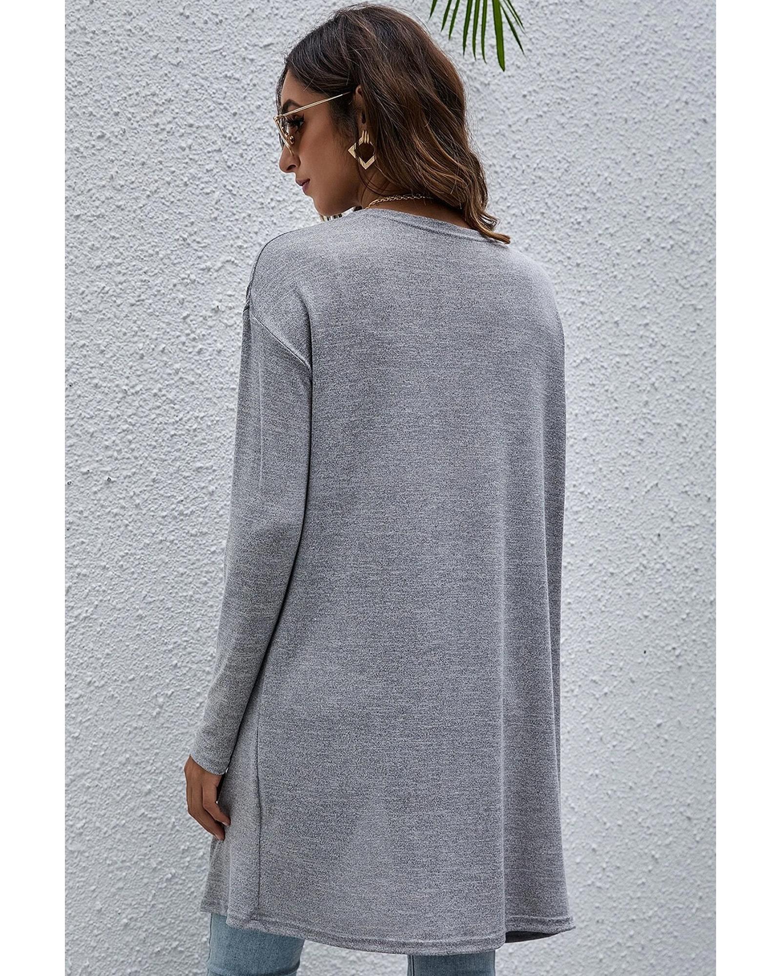 High Rise Solid Color Open Front Lightweight Cardigan - L 8