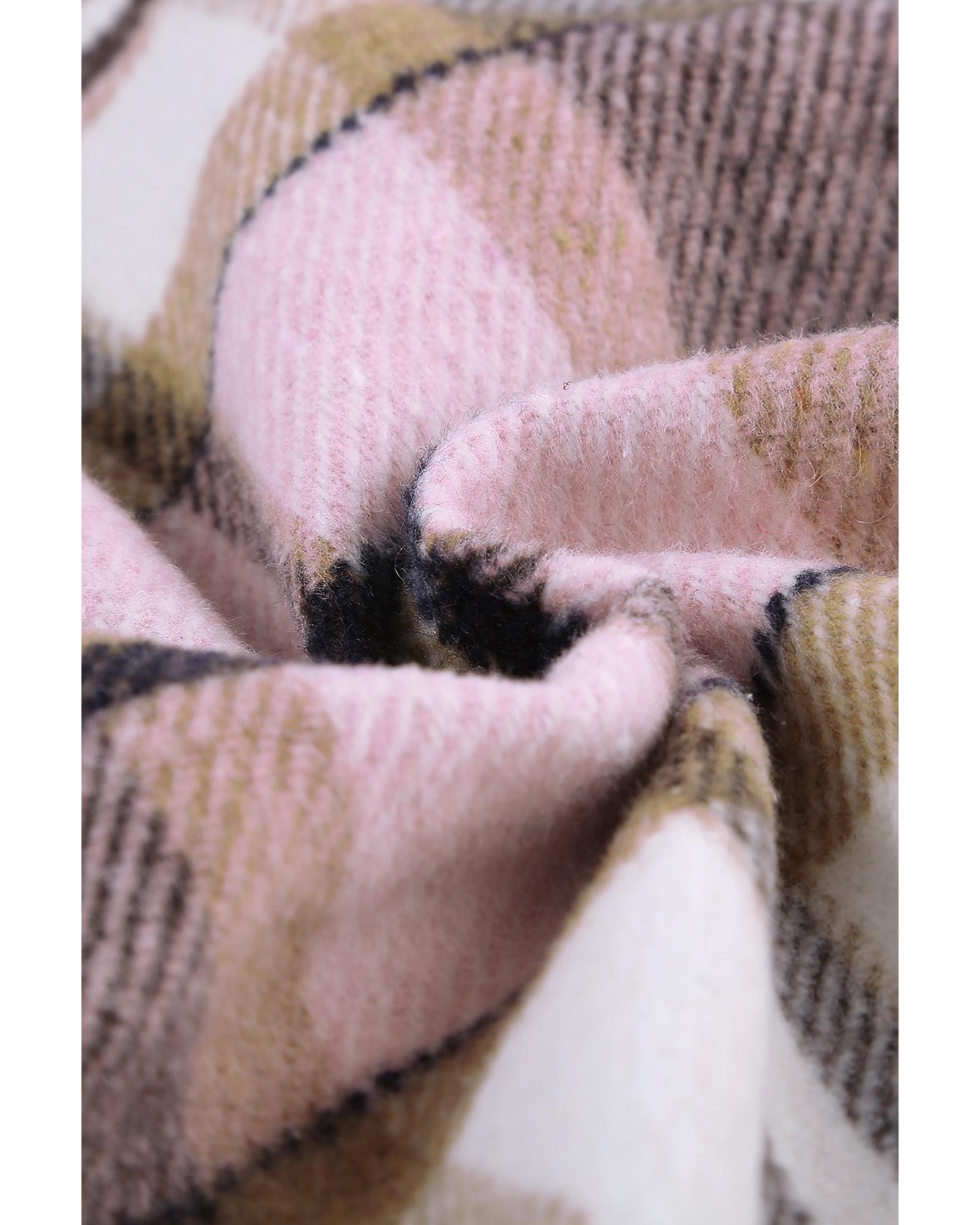 Azura Exchange Pink Geometric Plaid Print Pocketed Shacket - M 3