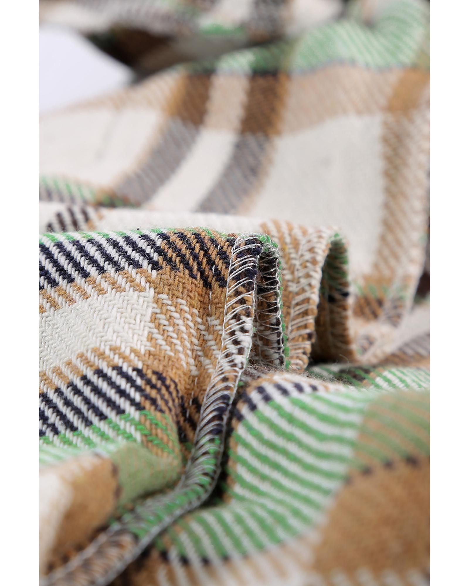 Green Geometric Plaid Print Pocketed Shacket - XL 7