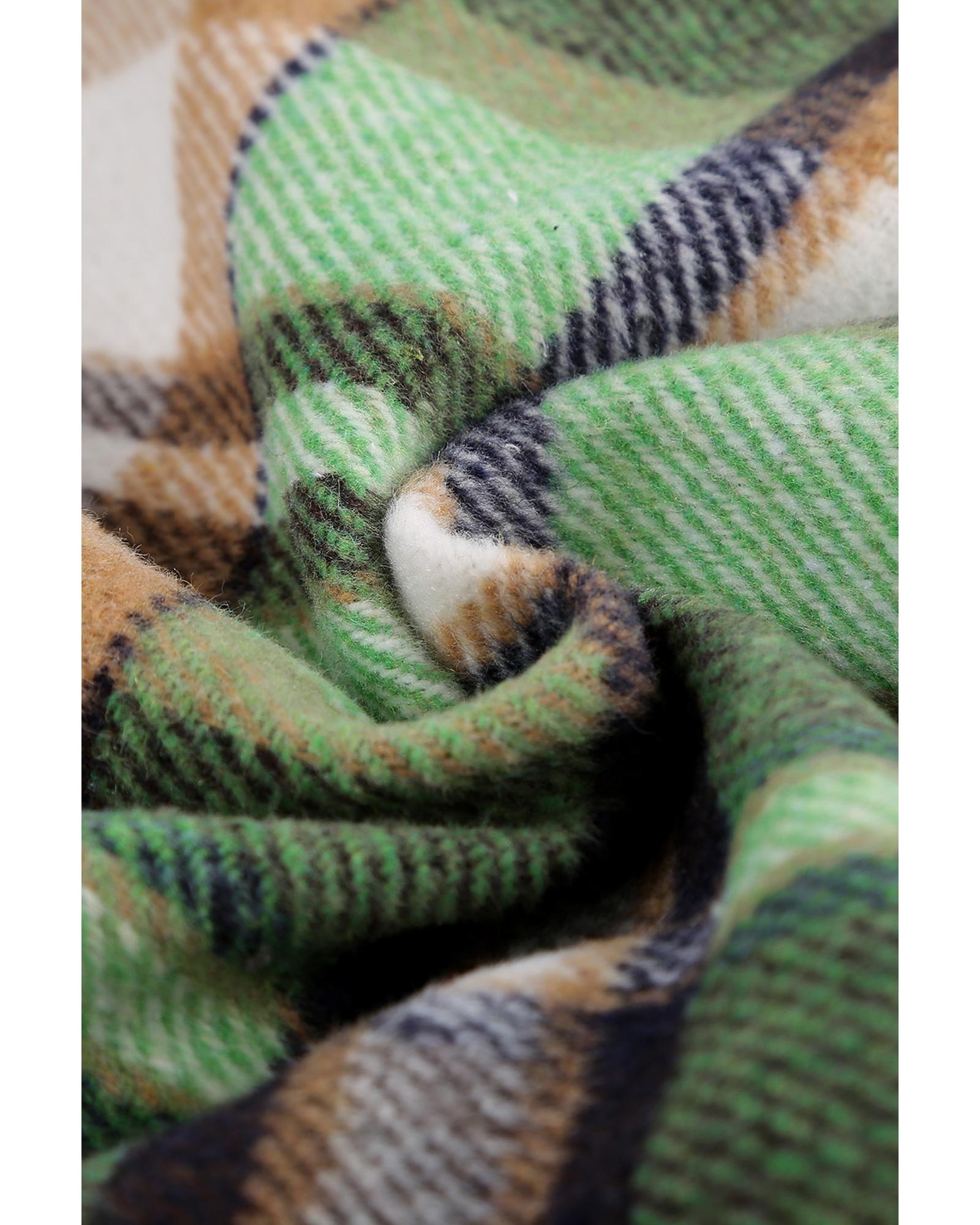 Green Geometric Plaid Print Pocketed Shacket - XL 8