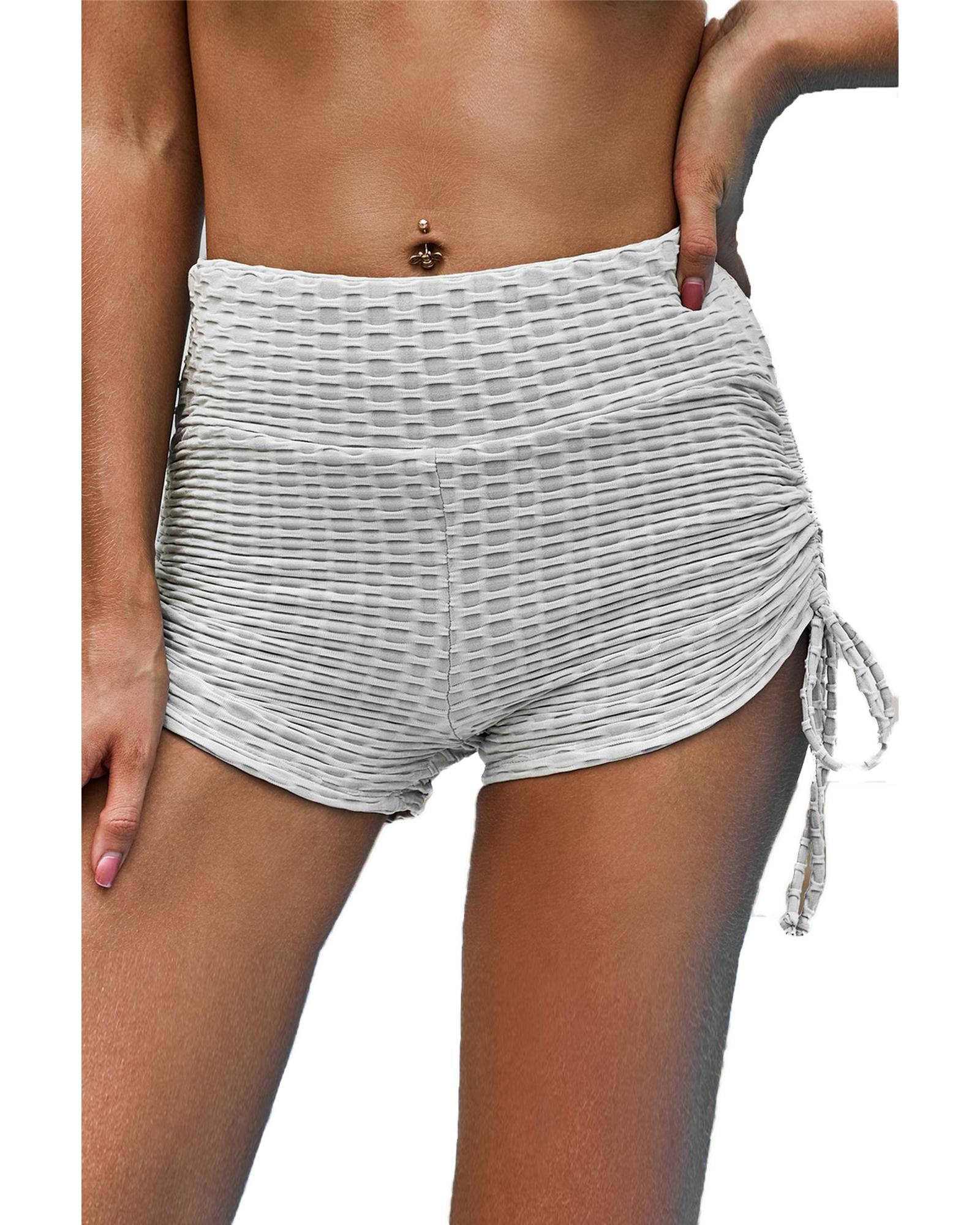 Gray Butt Lifting High Waist Yoga Shorts - L 4