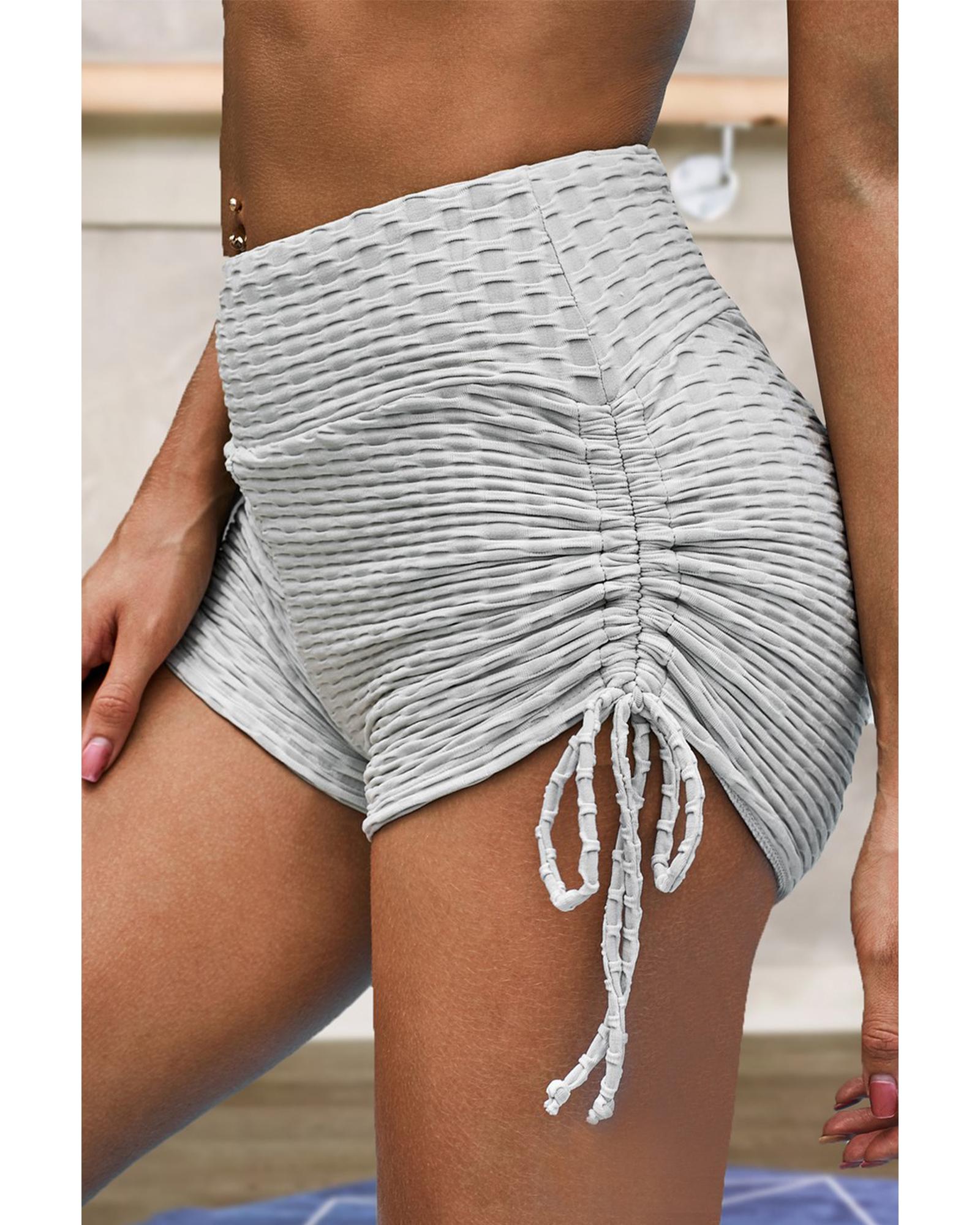 Gray Butt Lifting High Waist Yoga Shorts - M 6