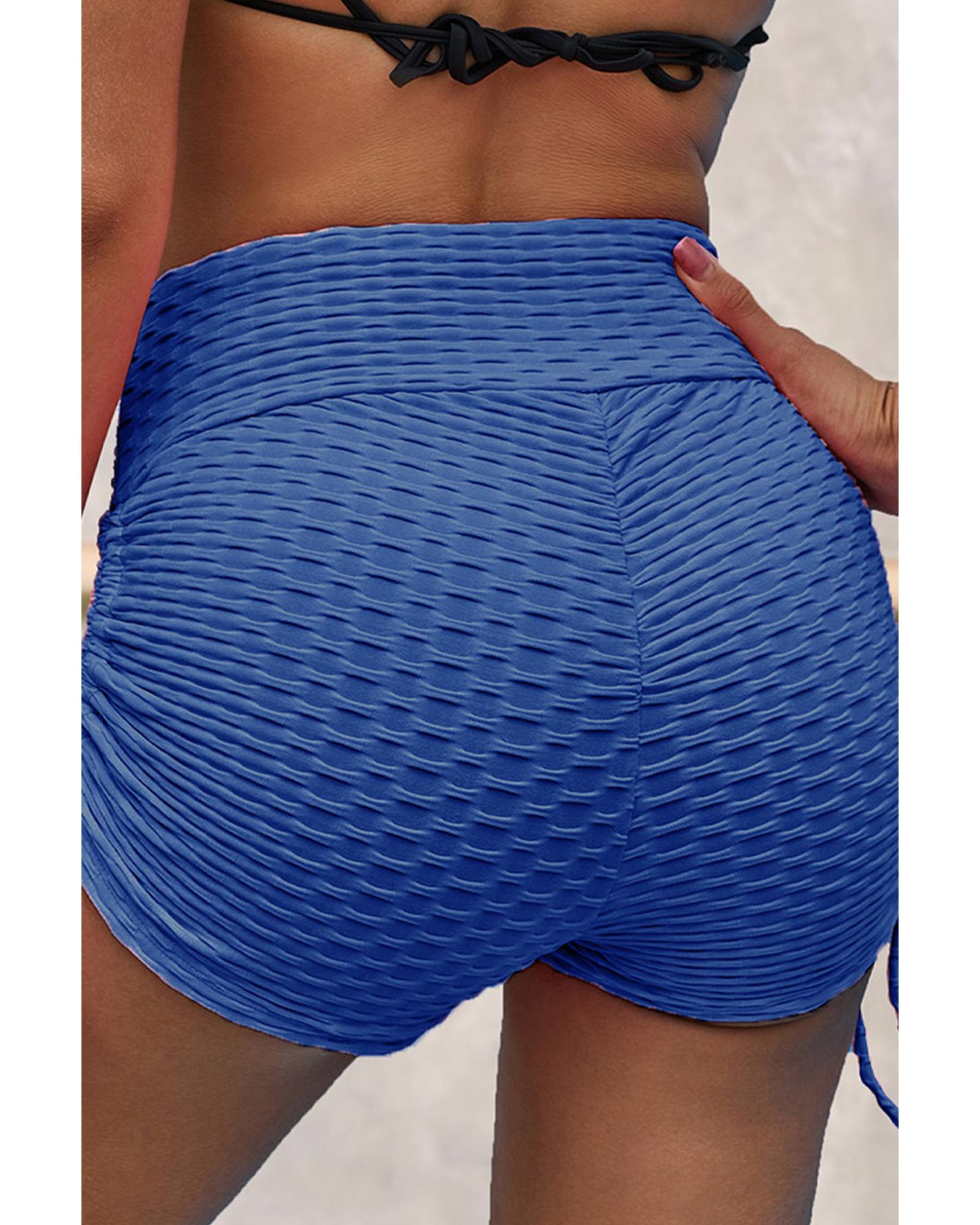 Blue Butt Lifting High Waist Yoga Shorts - XL
