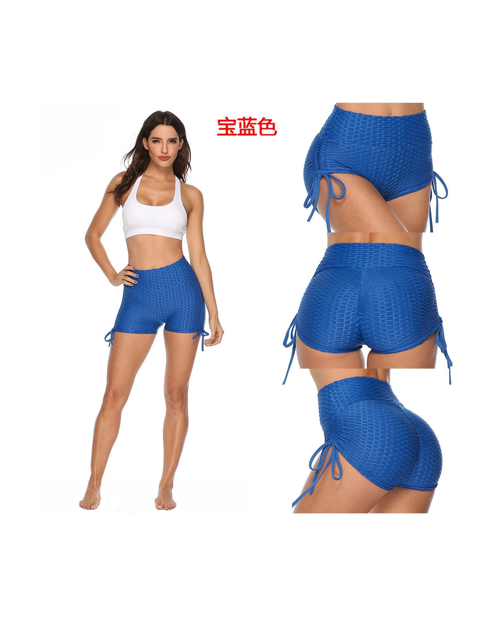 Blue Butt Lifting High Waist Yoga Shorts - XL 3