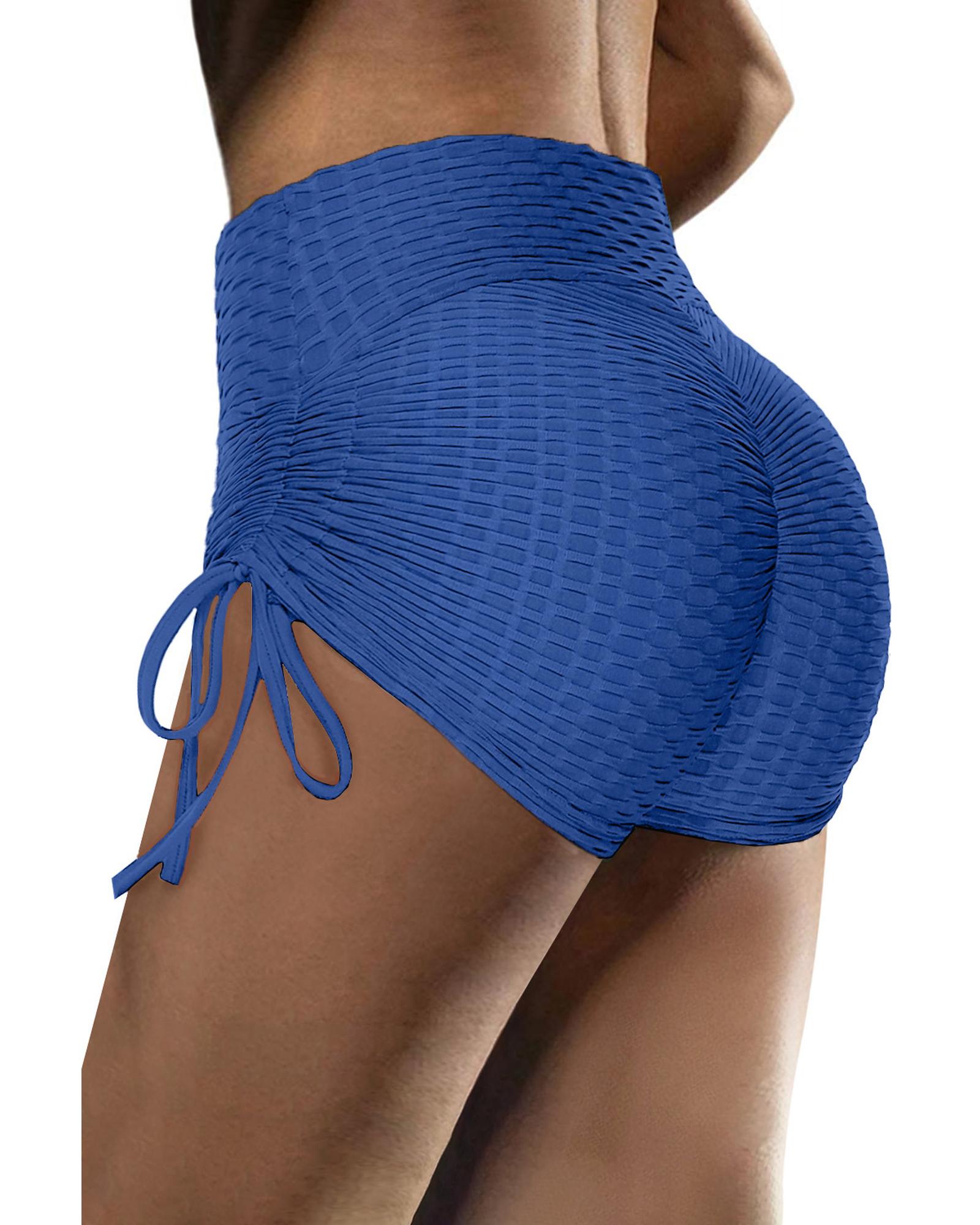 Blue Butt Lifting High Waist Yoga Shorts - XL 6