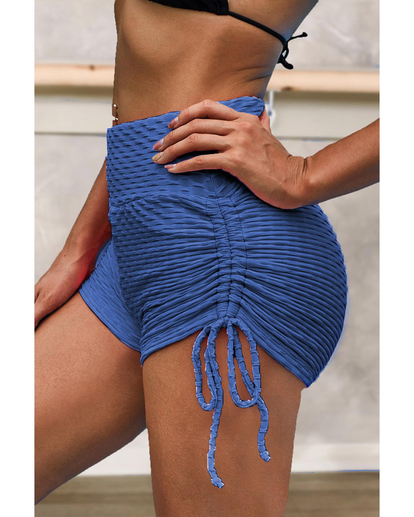 Blue Butt Lifting High Waist Yoga Shorts - XL 7