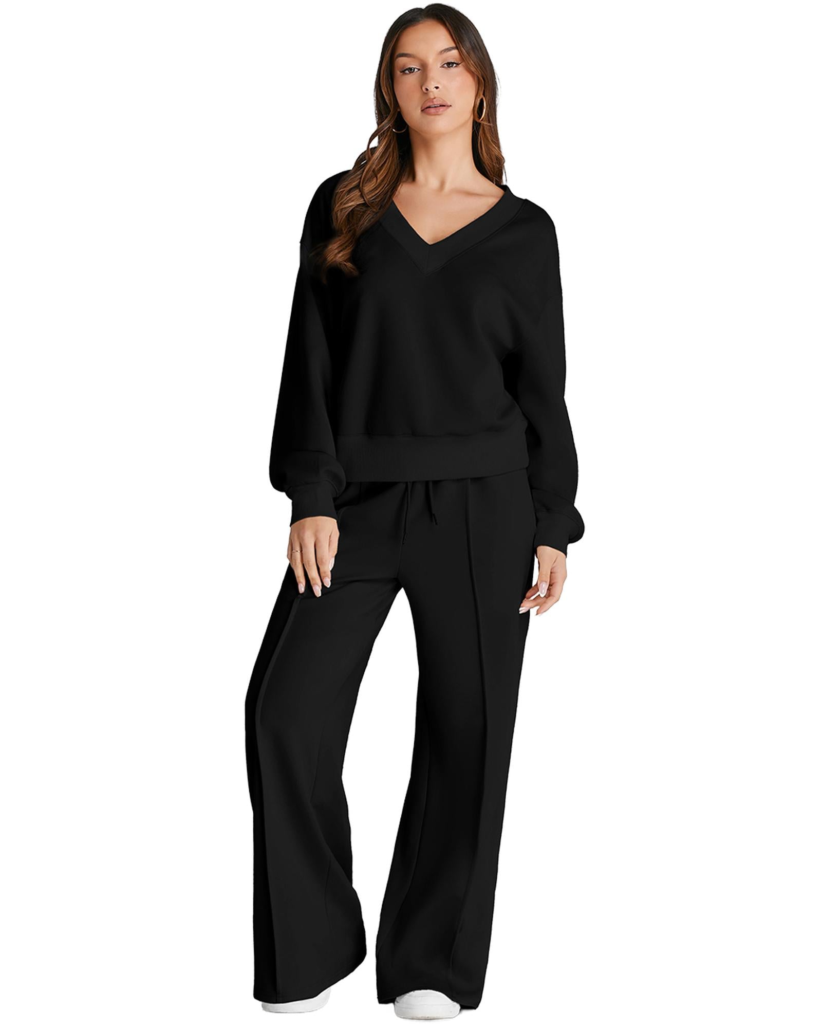 Black V Neck Cropped Seamed High Waist Sports Wear - L 7