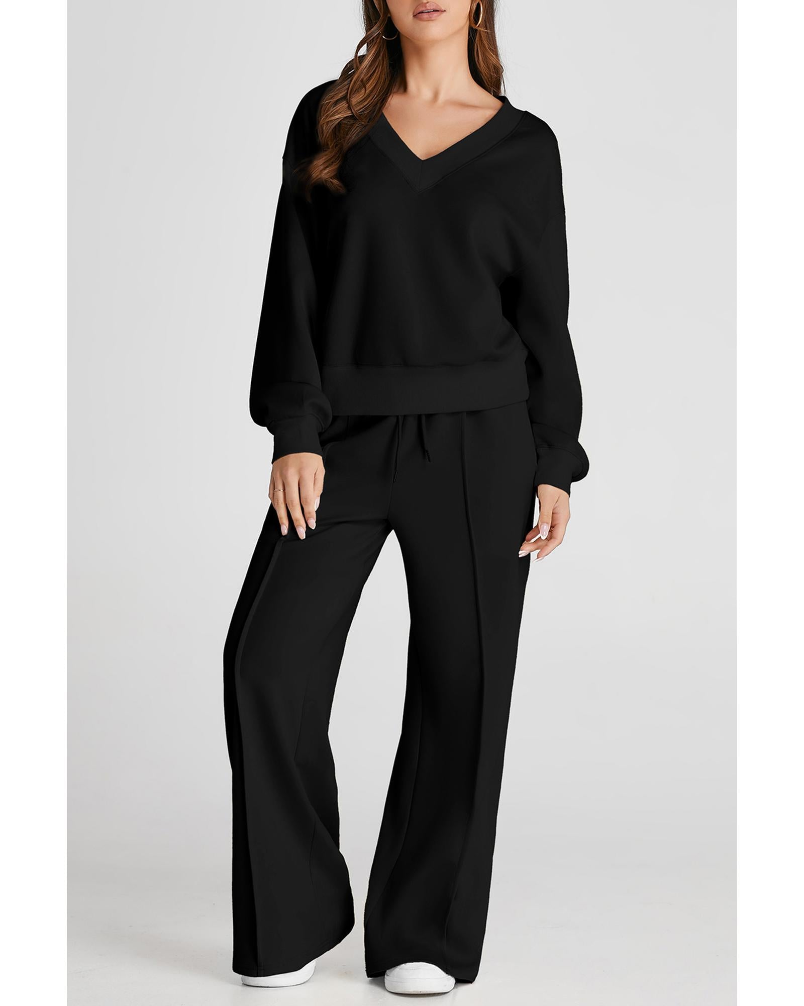 Black V Neck Cropped Seamed High Waist Sports Wear - XL 3
