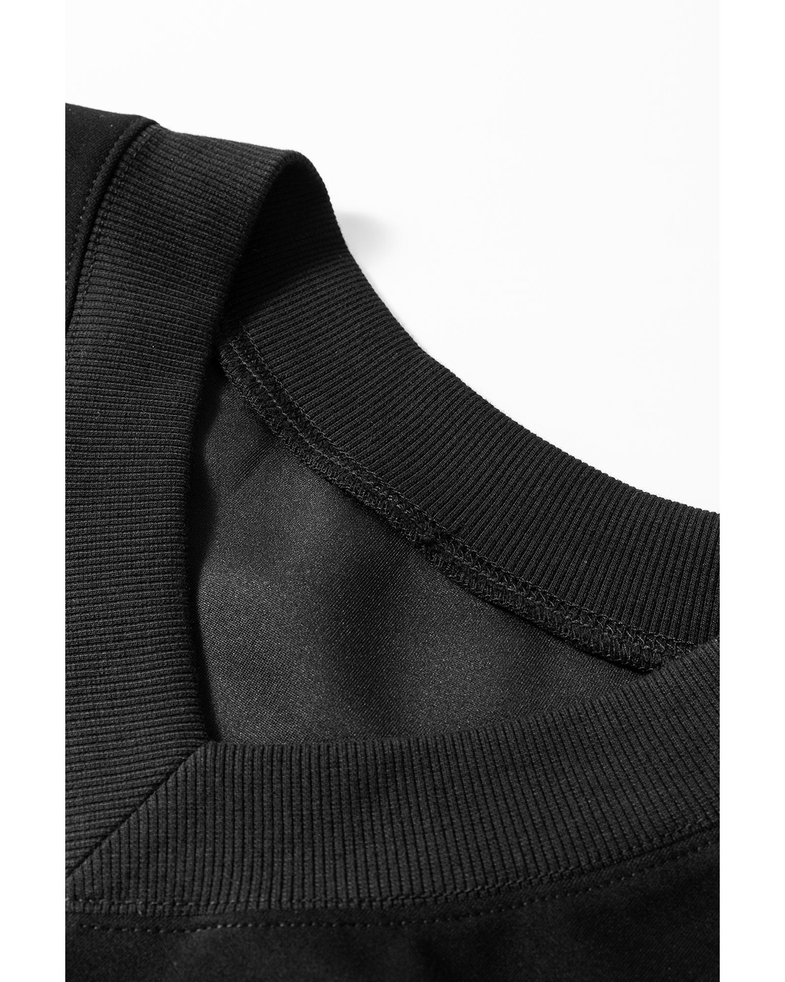 Black V Neck Cropped Seamed High Waist Sports Wear - XL 6