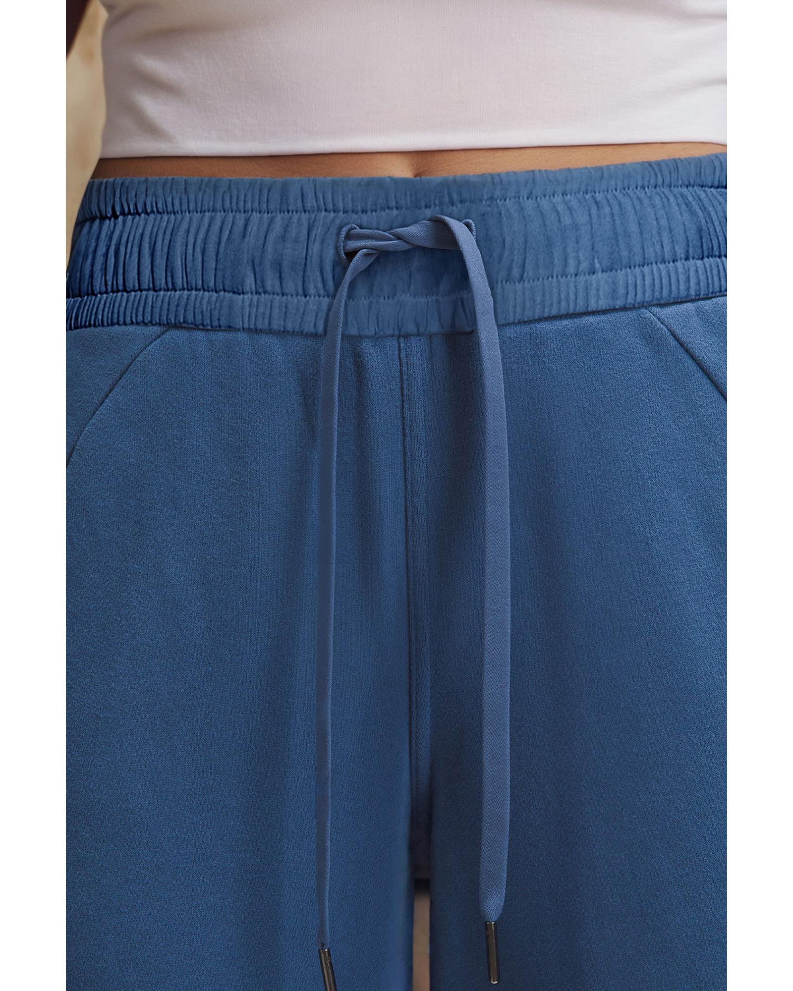 Sail Blue Drawstring High Waist Wide Leg Pocketed Sweatpants - M 7