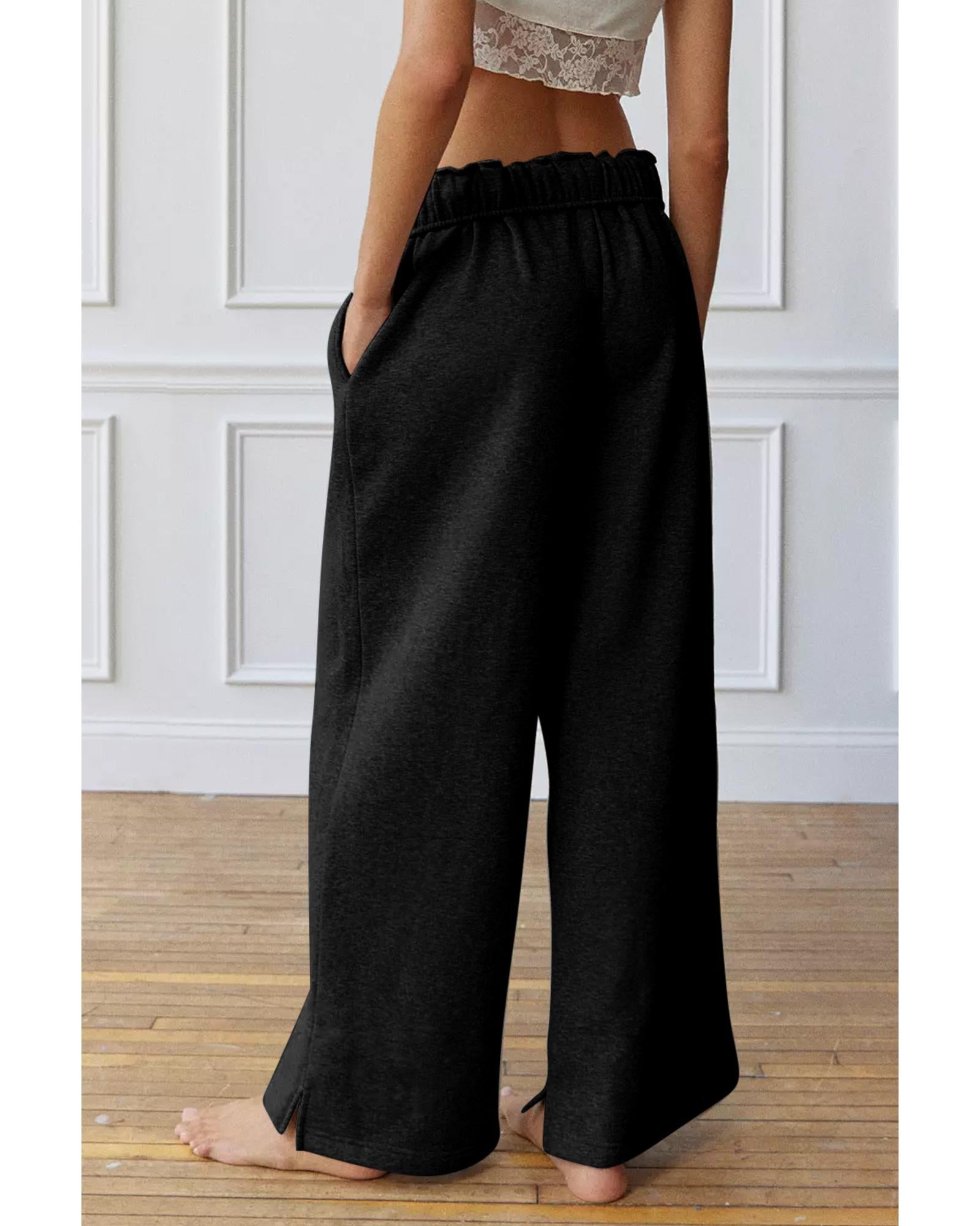 Black Elastic High Waist Drawstring Sweatpants - 2XL