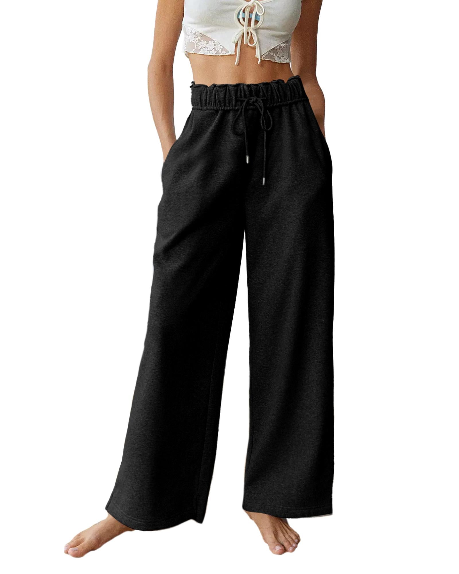 Black Elastic High Waist Drawstring Sweatpants - XL 4