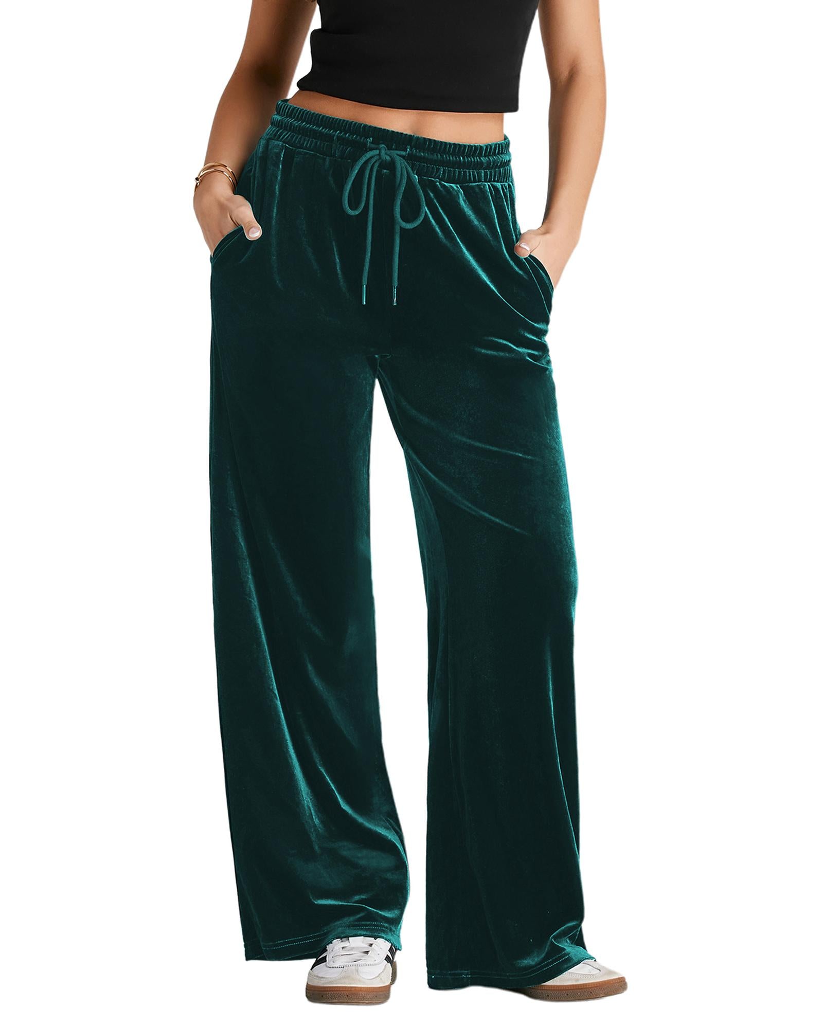 Evergreen Solid Drawstring Waist Wide Leg Pants - XL 7