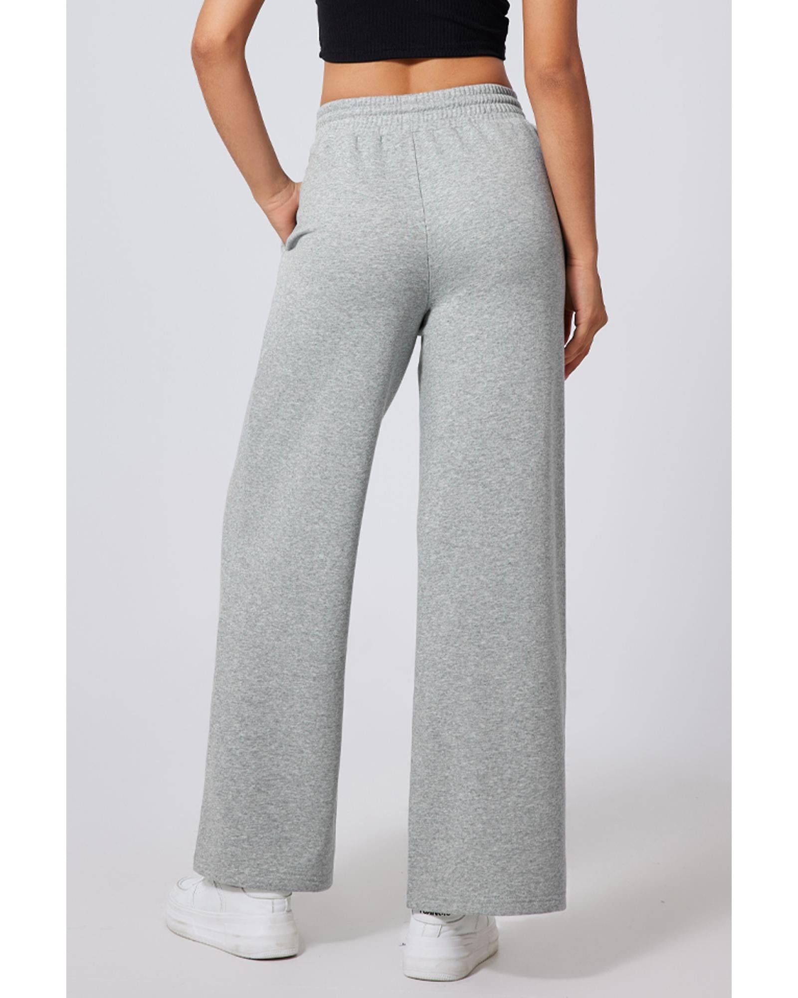 Gray Seamed Drawstring High Waist Wide Leg Sweatpants - 2XL 4