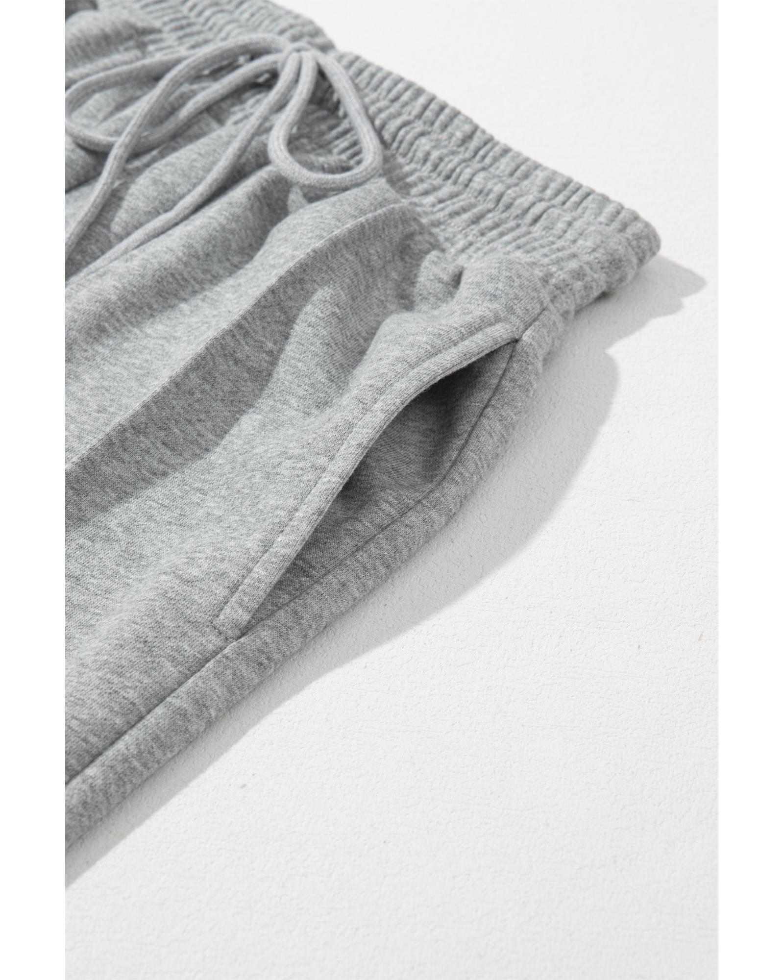 Gray Seamed Drawstring High Waist Wide Leg Sweatpants - XL 6