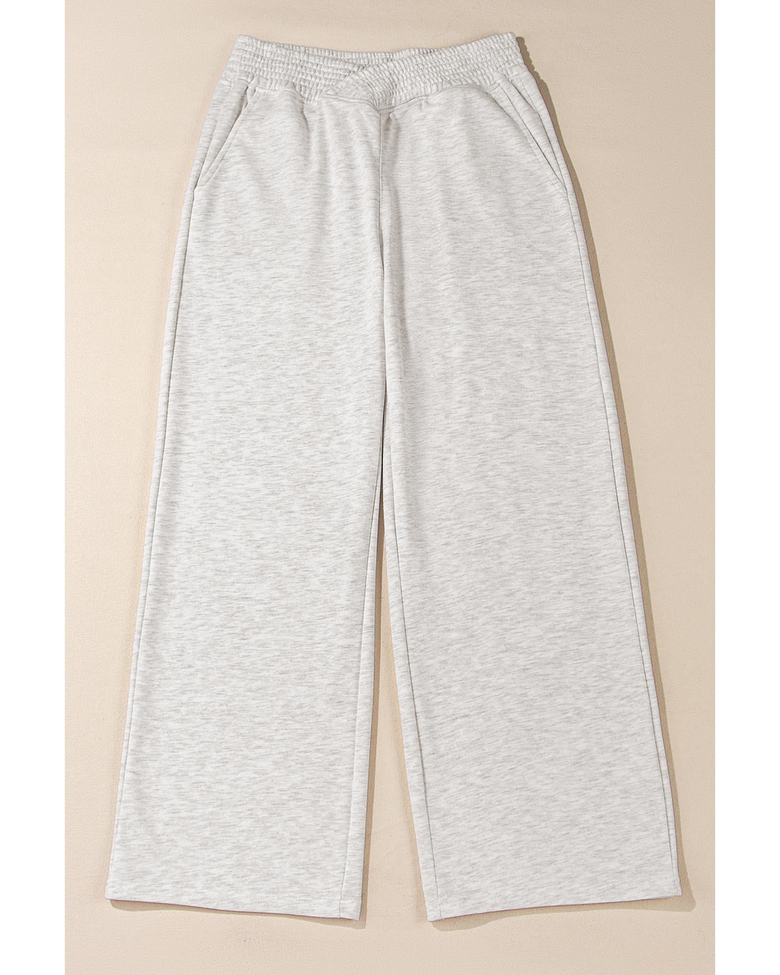 Light Grey Cross-Waist Wide Leg Lounge Pants - XL 3
