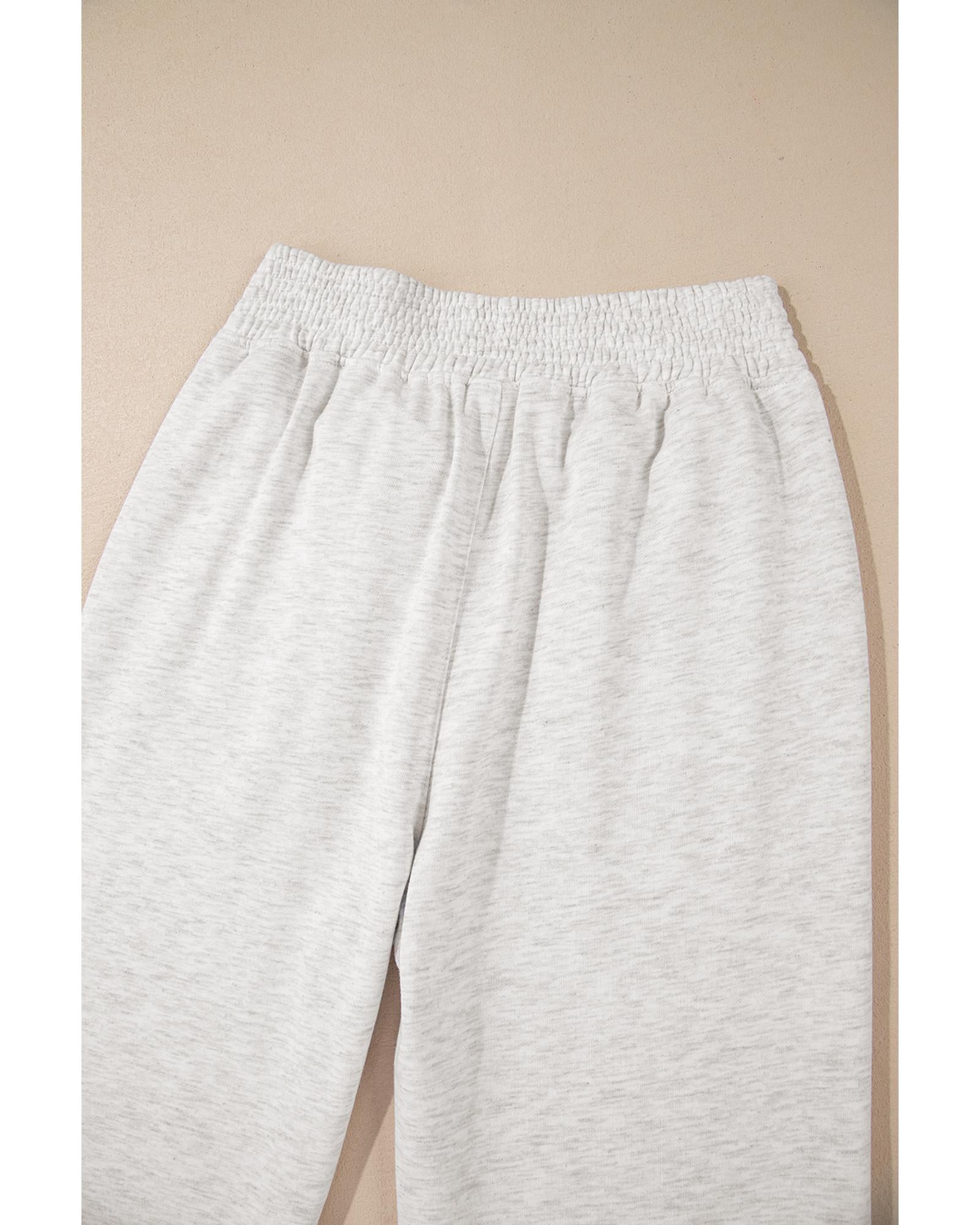 Light Grey Cross-Waist Wide Leg Lounge Pants - XL 4