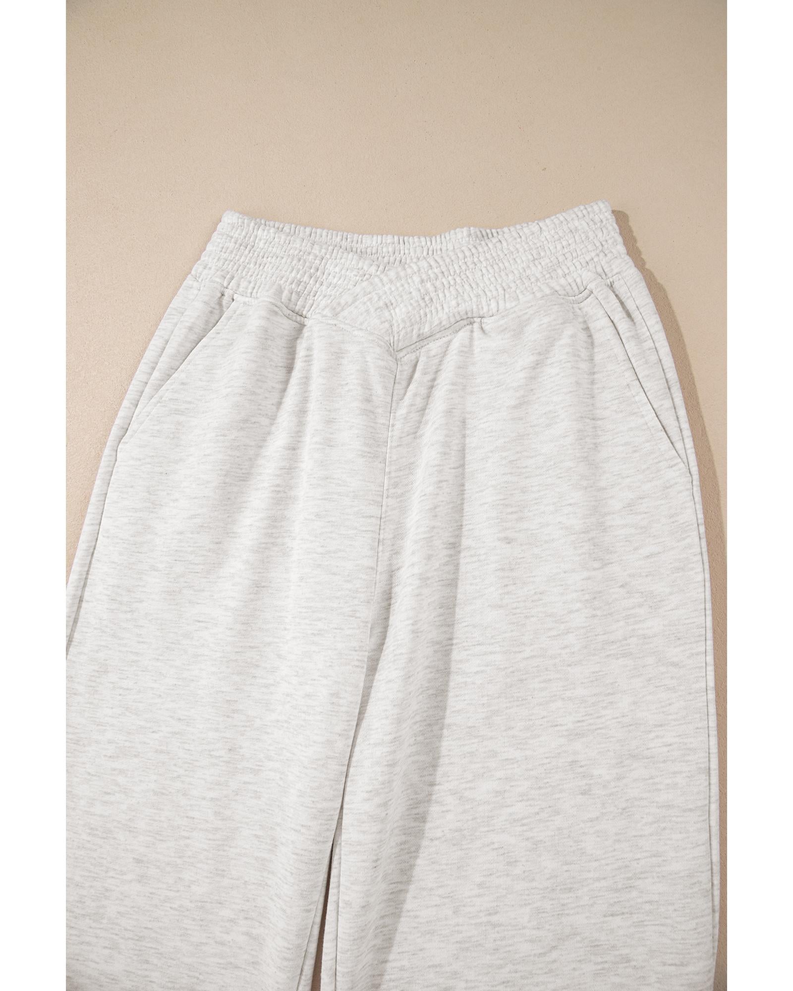 Light Grey Cross-Waist Wide Leg Lounge Pants - XL 5