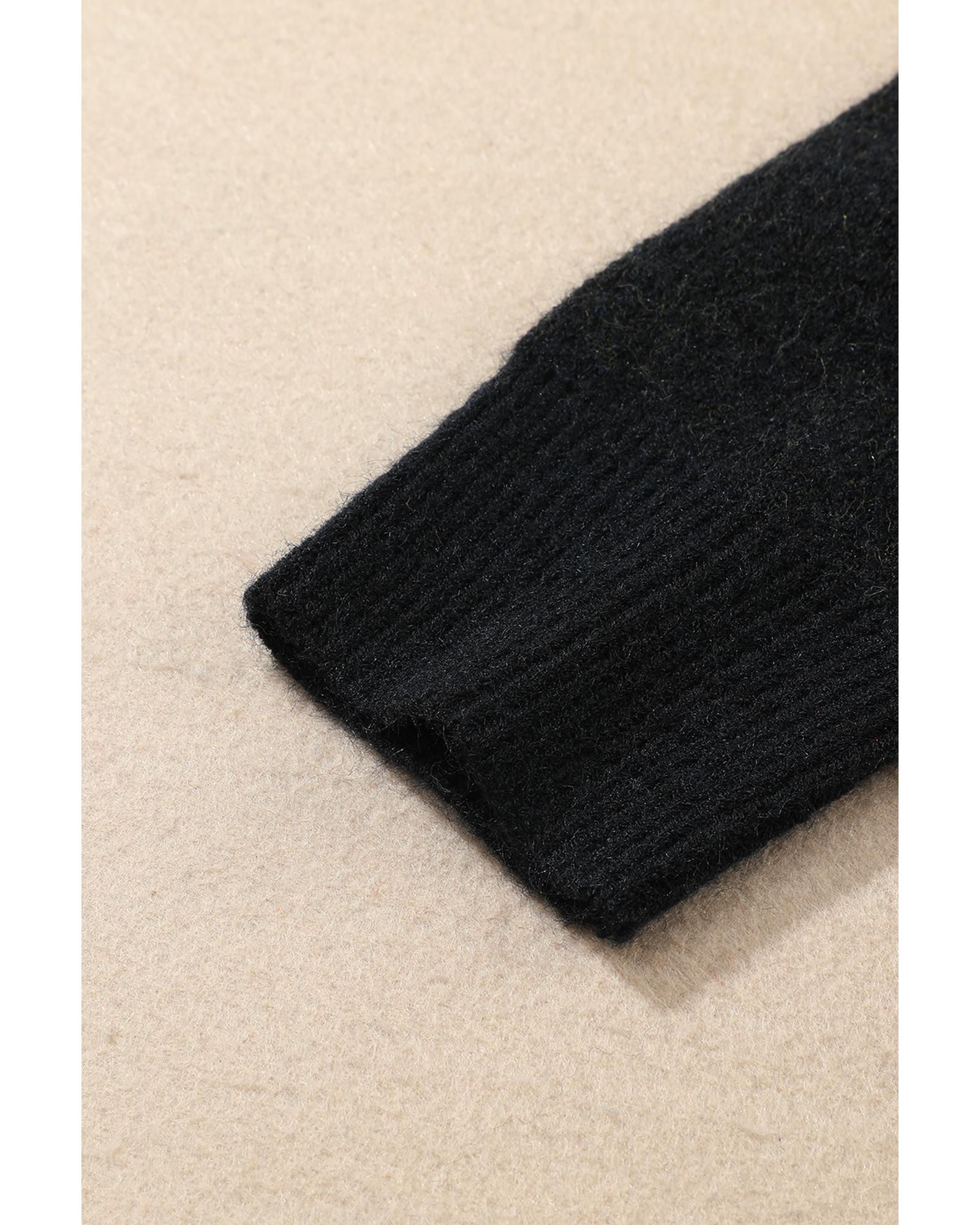 Black Cheetah Pattern Knit Round Neck Sweater - XL 3