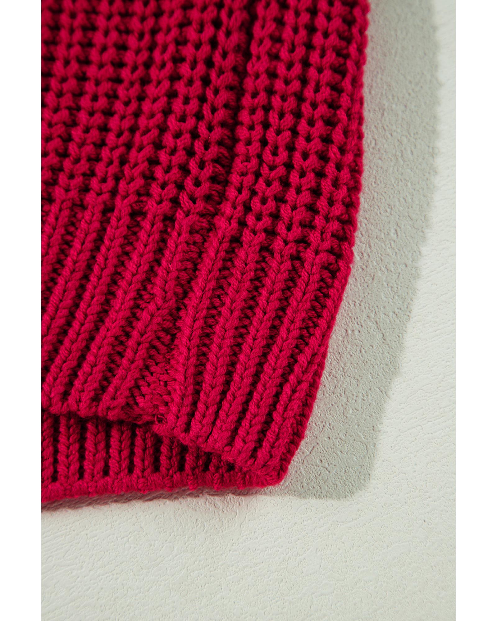 Racing Red Off-the-shoulder Knit Sweater - M 4
