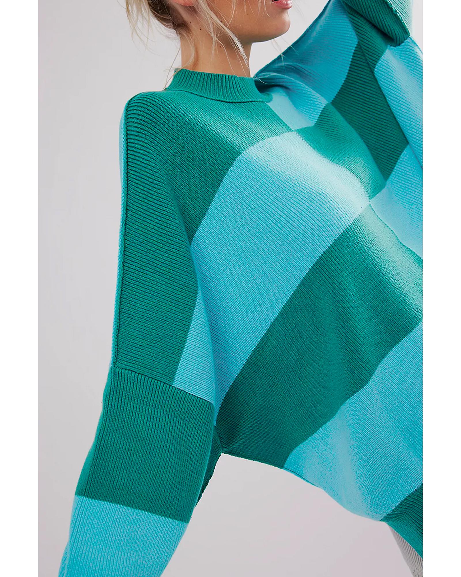 Green Checkered Side Slits Drop Shoulder Oversized Sweater - XL 5