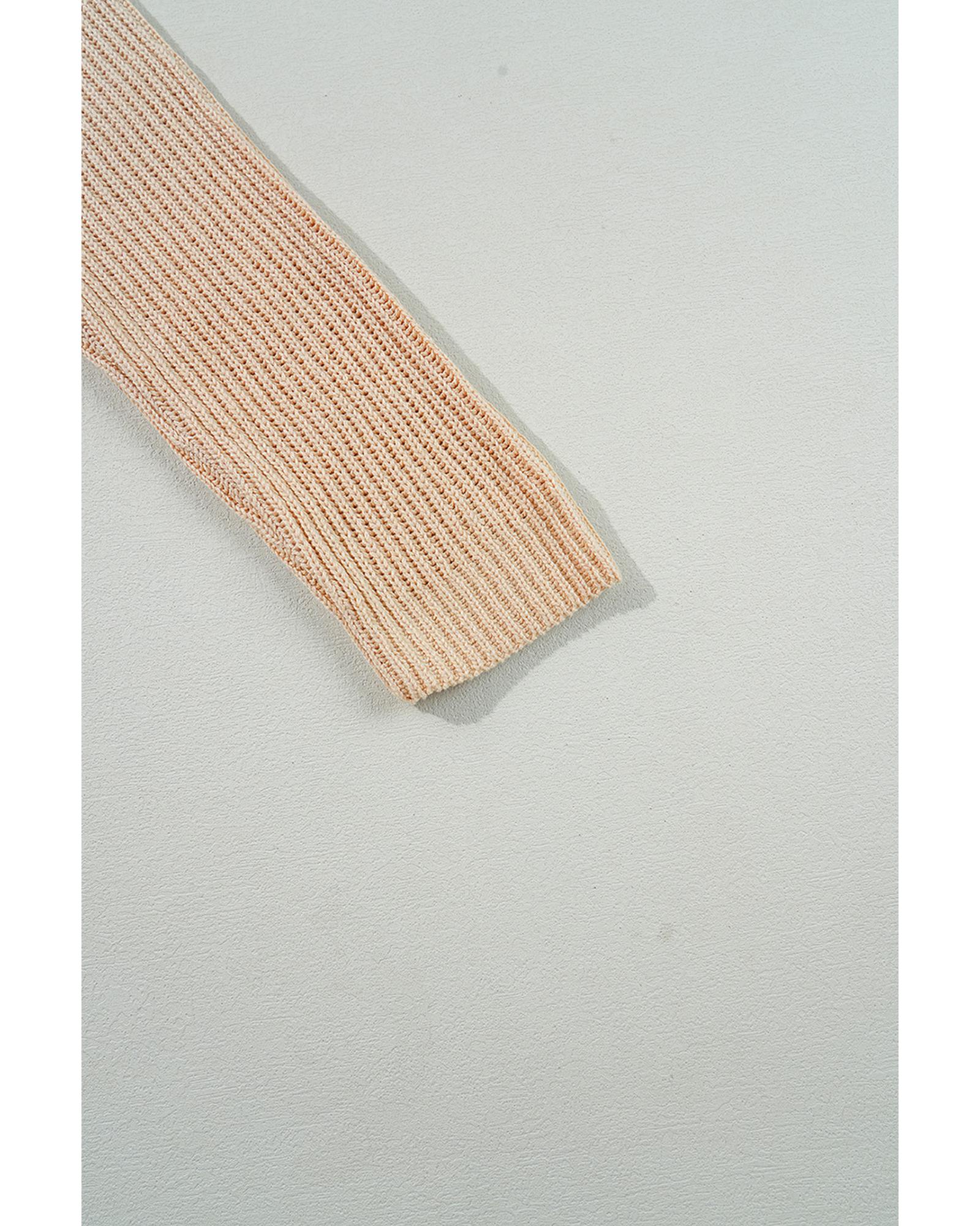 Apricot Cable Knit Drop Shoulder Side Slits Loose Sweater - M 4