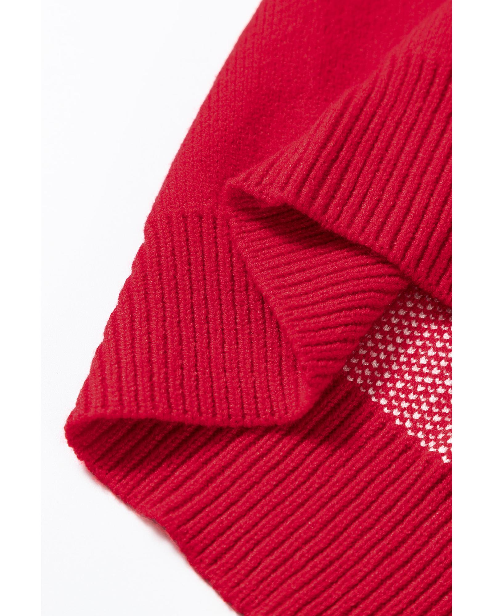 Racing Red Merry Graphic Sequin Sleeve Turtleneck Sweater - M 7