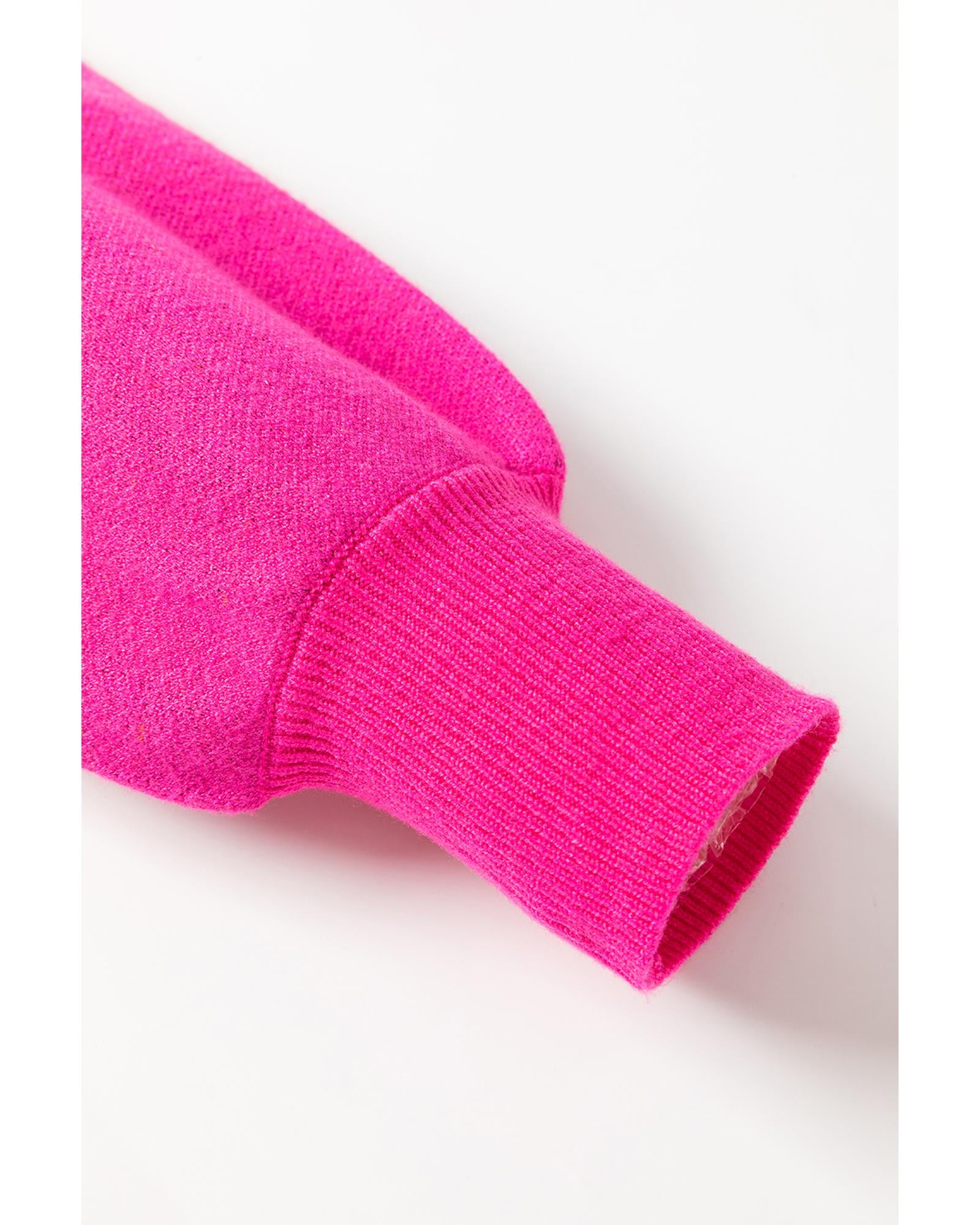 Rose Red YEEHAW Cowboy Hat Drop Shoulder Oversized Sweater - S 3