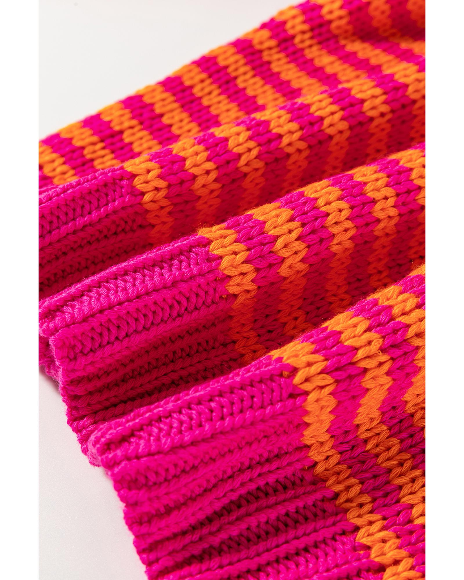 Rose Stripe 3/4 Puff Sleeve Drop Shoulder Sweater - L 7